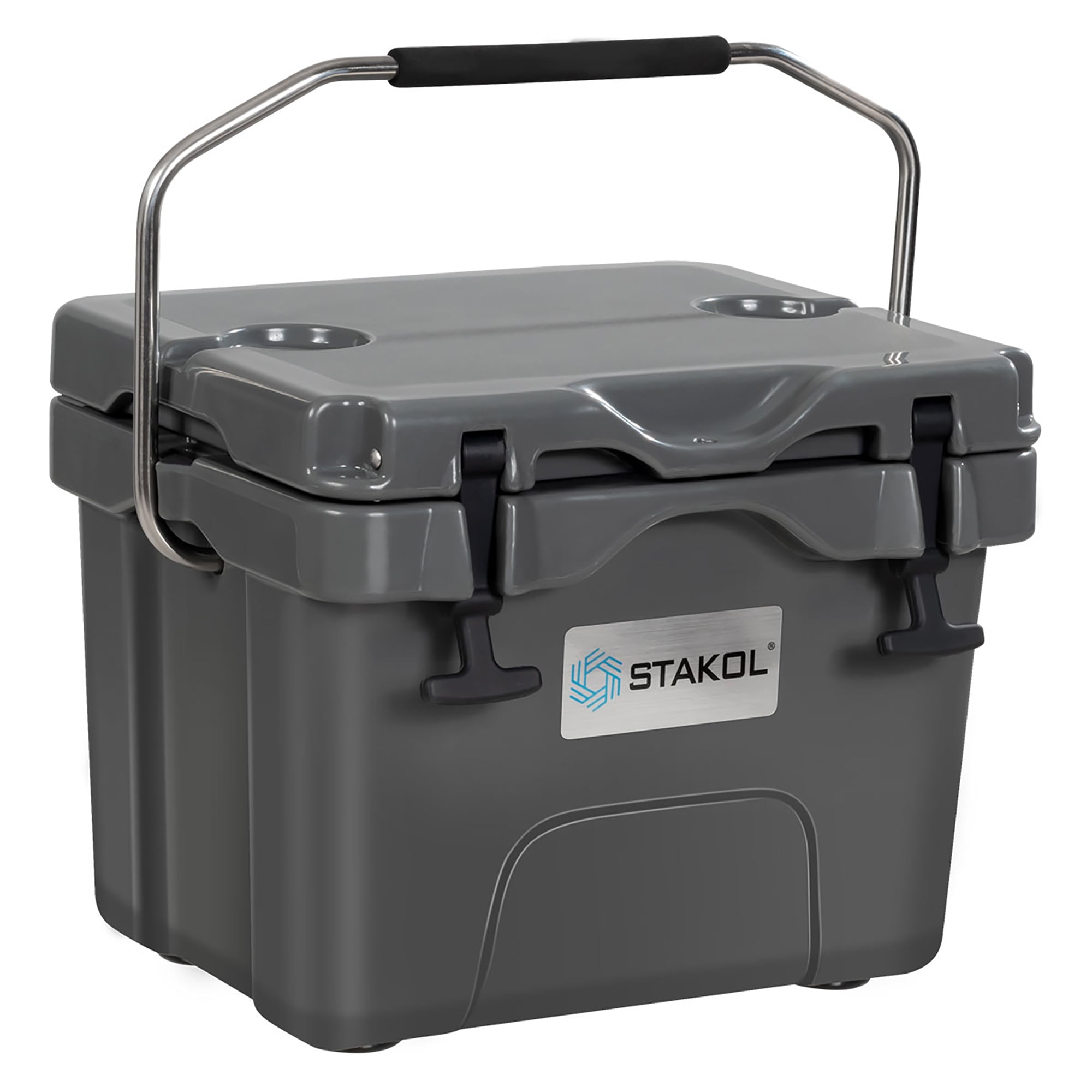 Stakol 16 Quart Ice Chest Water Cooler with Cup Holders, Grey