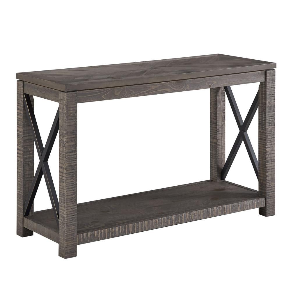 Steve Silver Dexter Distressed Driftwood Wood and Metal Sofa Table