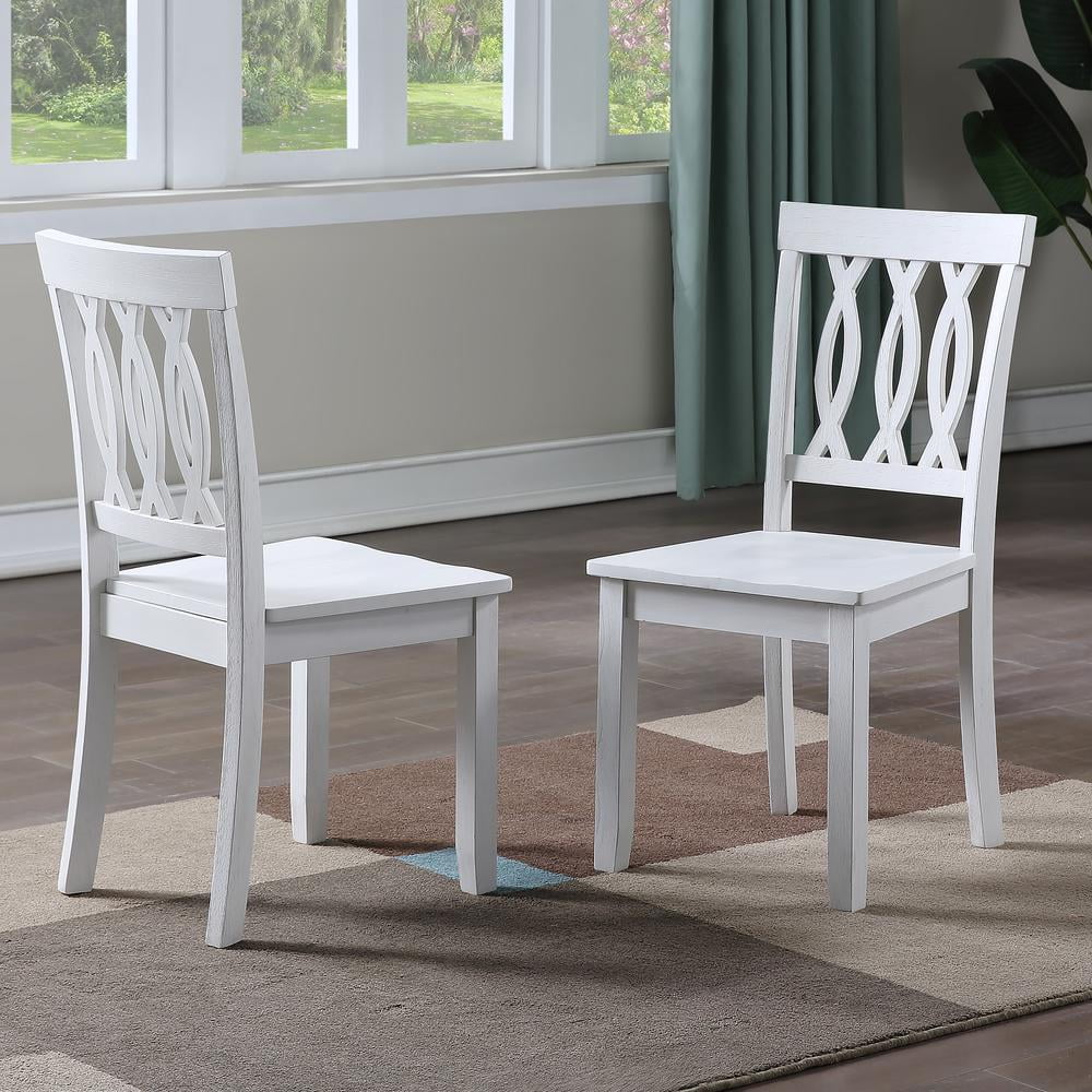 Steve Silver Naples Farmhouse White, set of 2, Dining Chair with Twist Tie Back