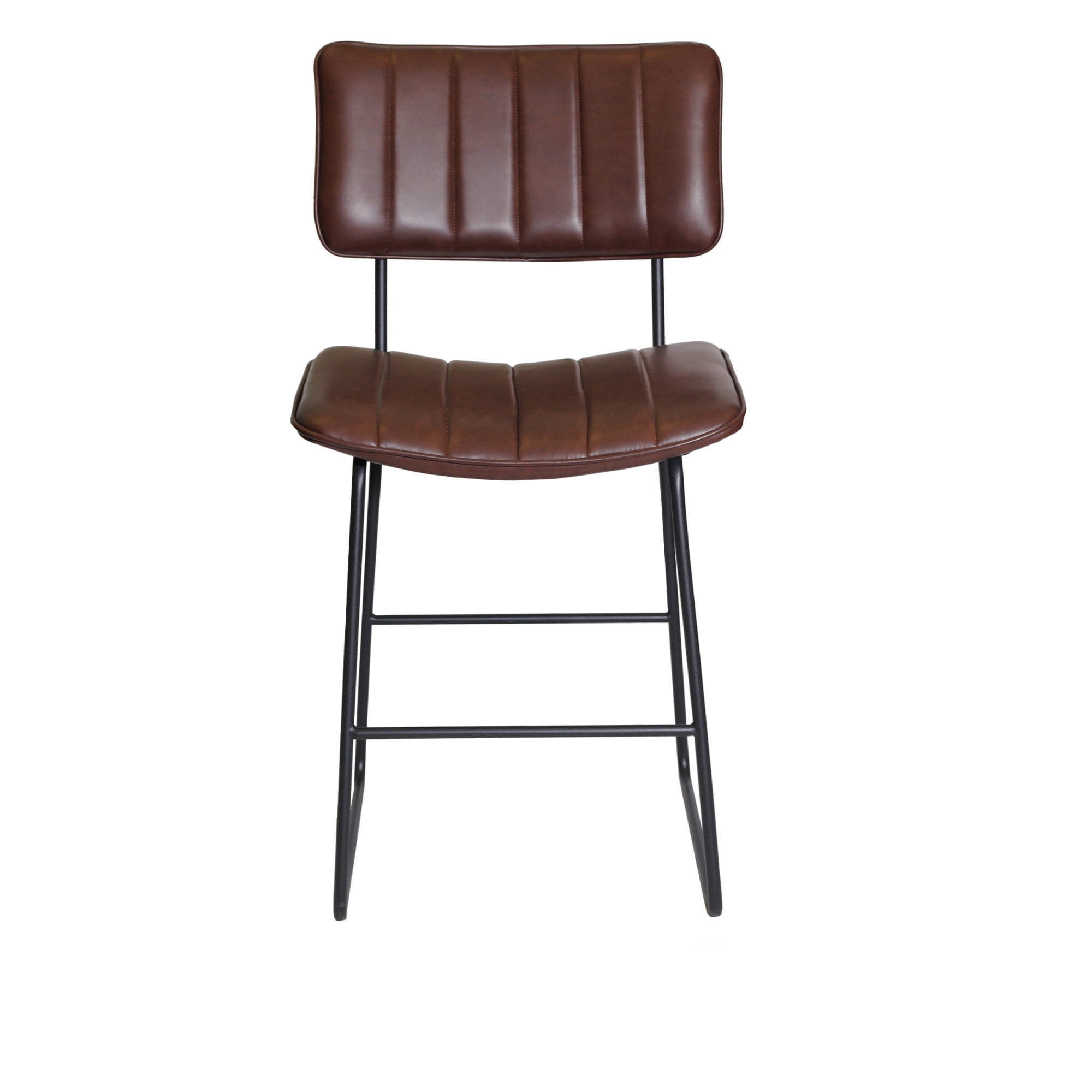 Steve Silver Tribeca Metal and Brown Faux Leather Commercial Grade Counter Stool
