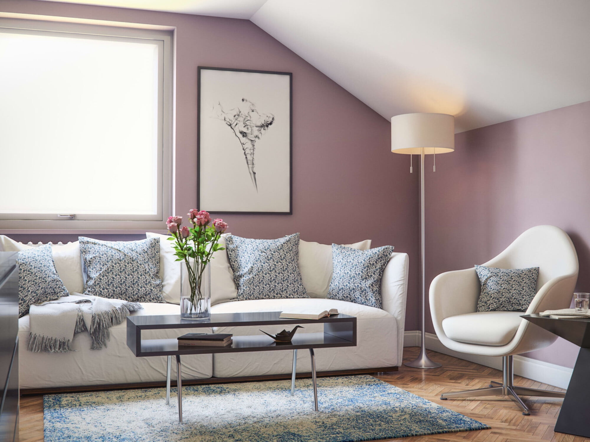 Kenroy Home Stowe 61'' Floor Lamp with White Fabric Drum Shade Transitional Floor Light Fixture for Living Room, Bedroom or Office, Brushed Steel