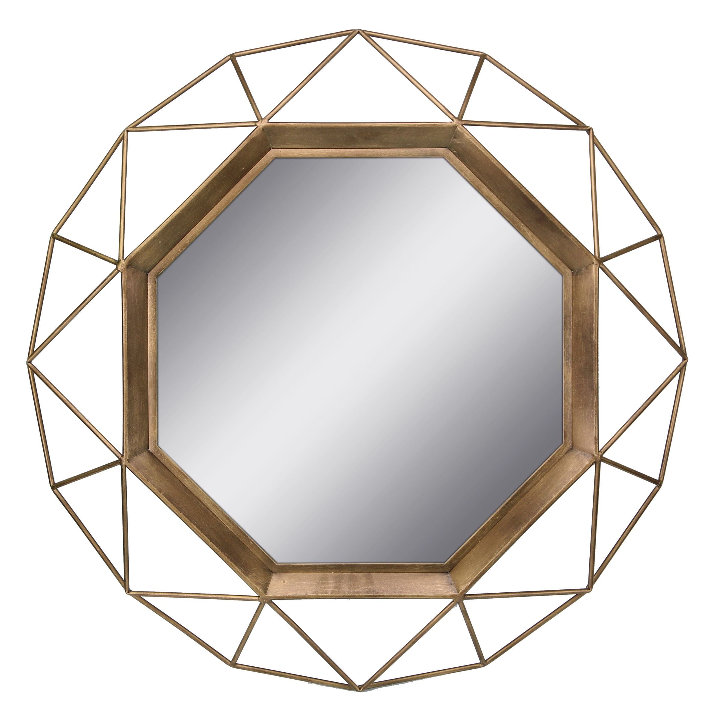 Stonebriar Collection 28.3" Gold Modern Geometric Metal Wall Mirror