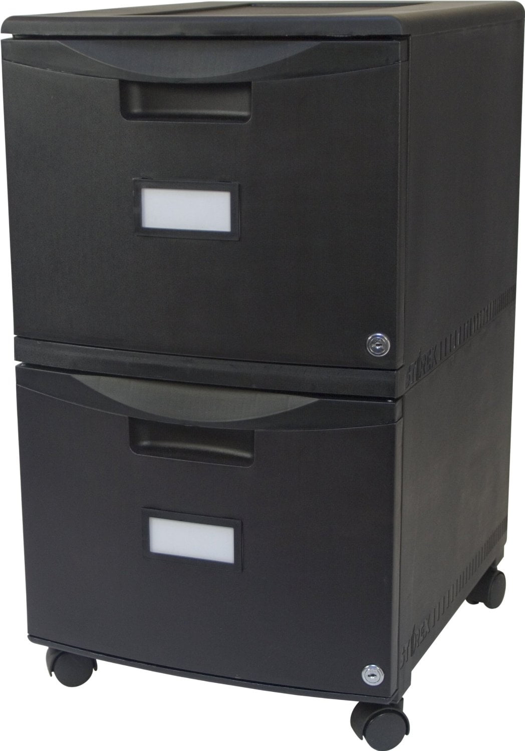 Storex Lightweight Plastic File Cabinet with Casters, Letter/Legal, Black