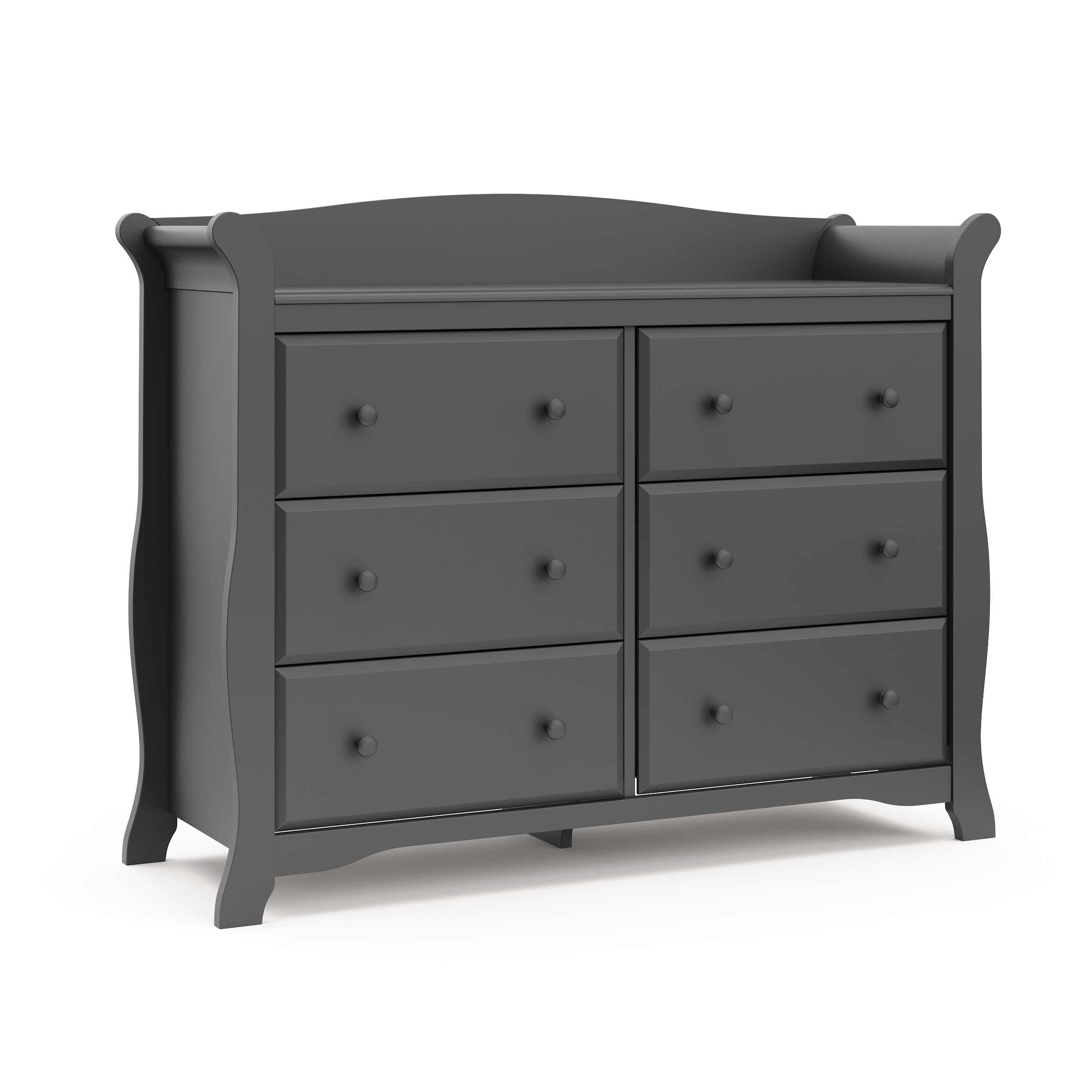 Storkcraft Avalon 6 Drawer Nursery Double Dresser, Gray