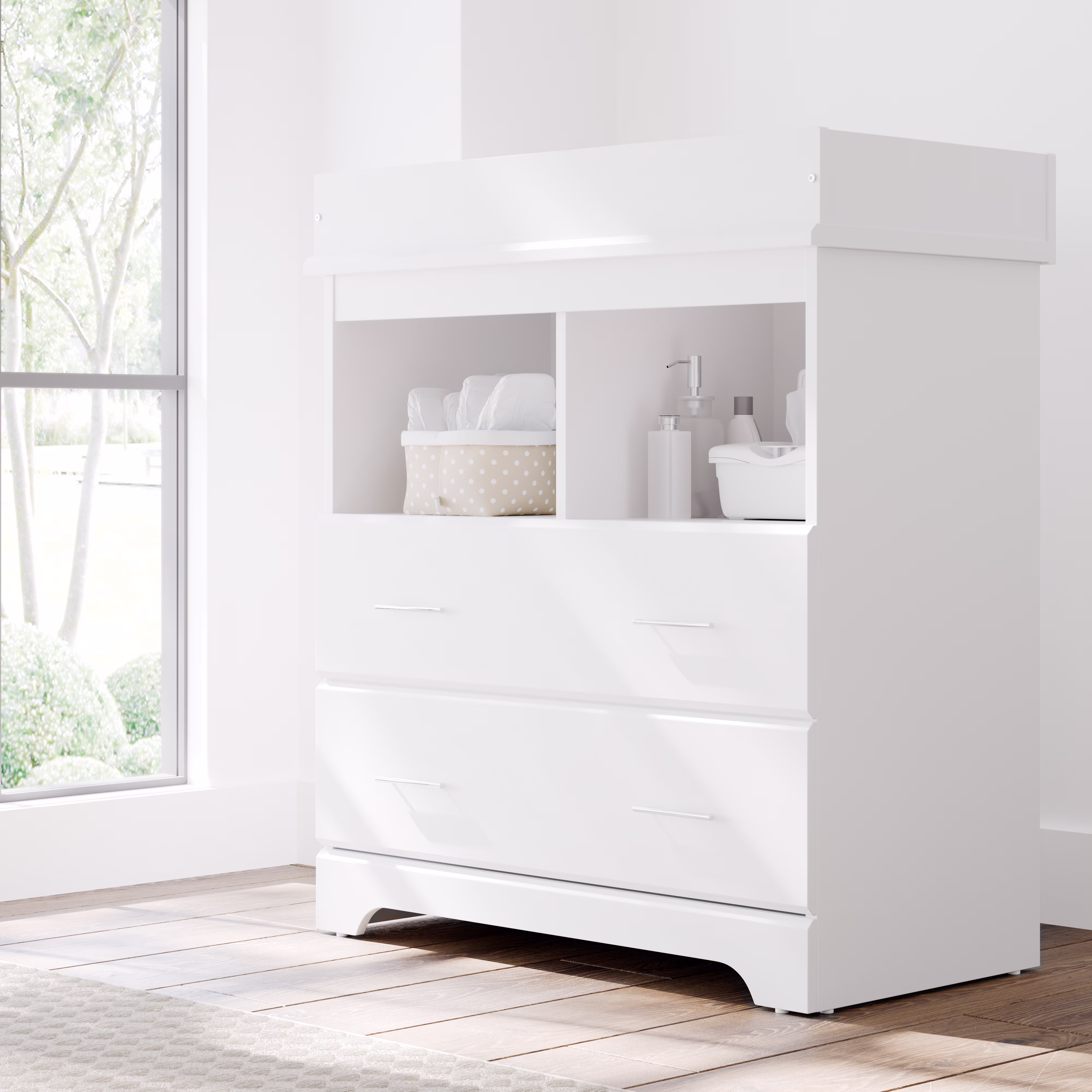Storkcraft Brookside 2 Drawer Infant Changing Table Dresser, White