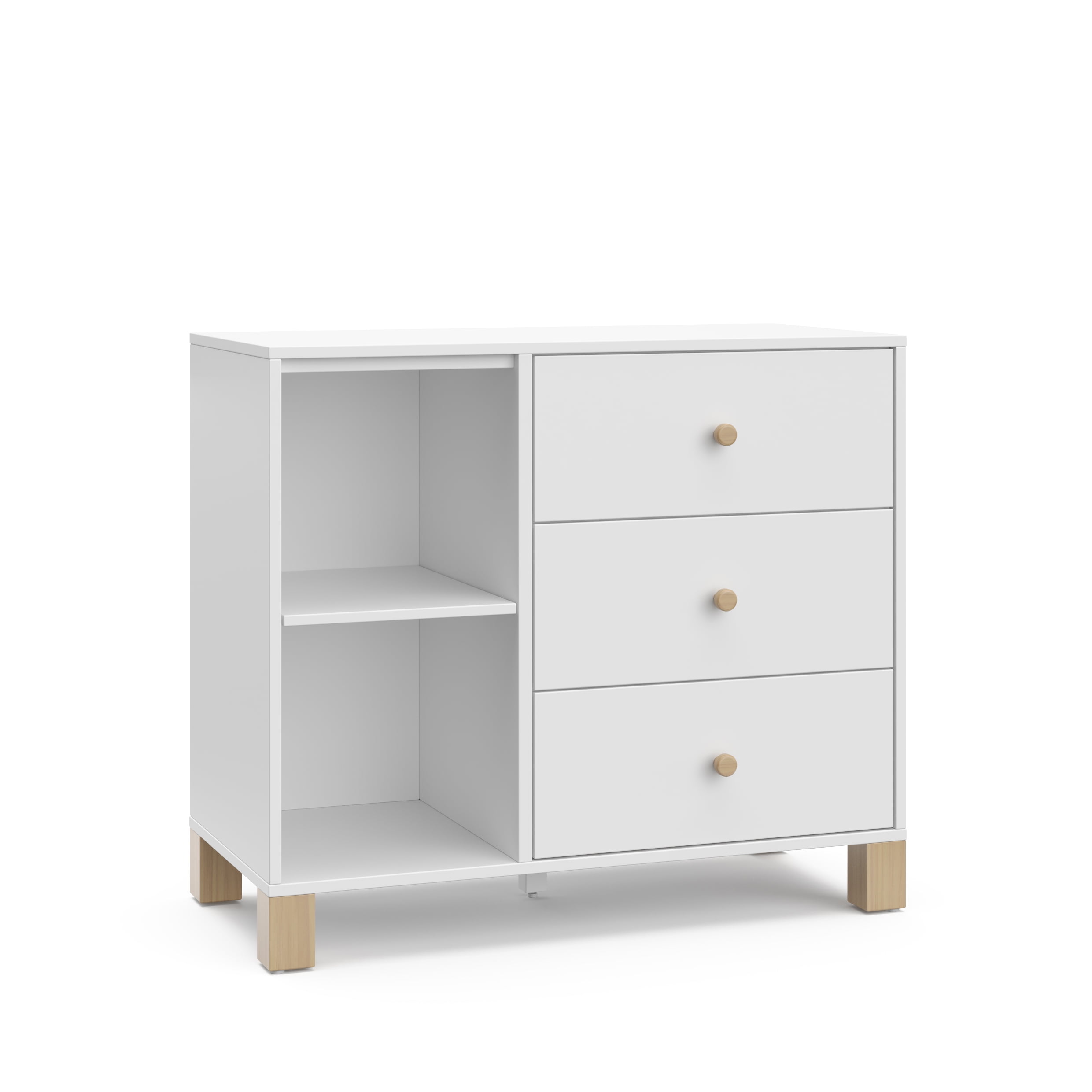 Storkcraft California 3 Drawer Nursery Combo Dresser, White with Driftwood