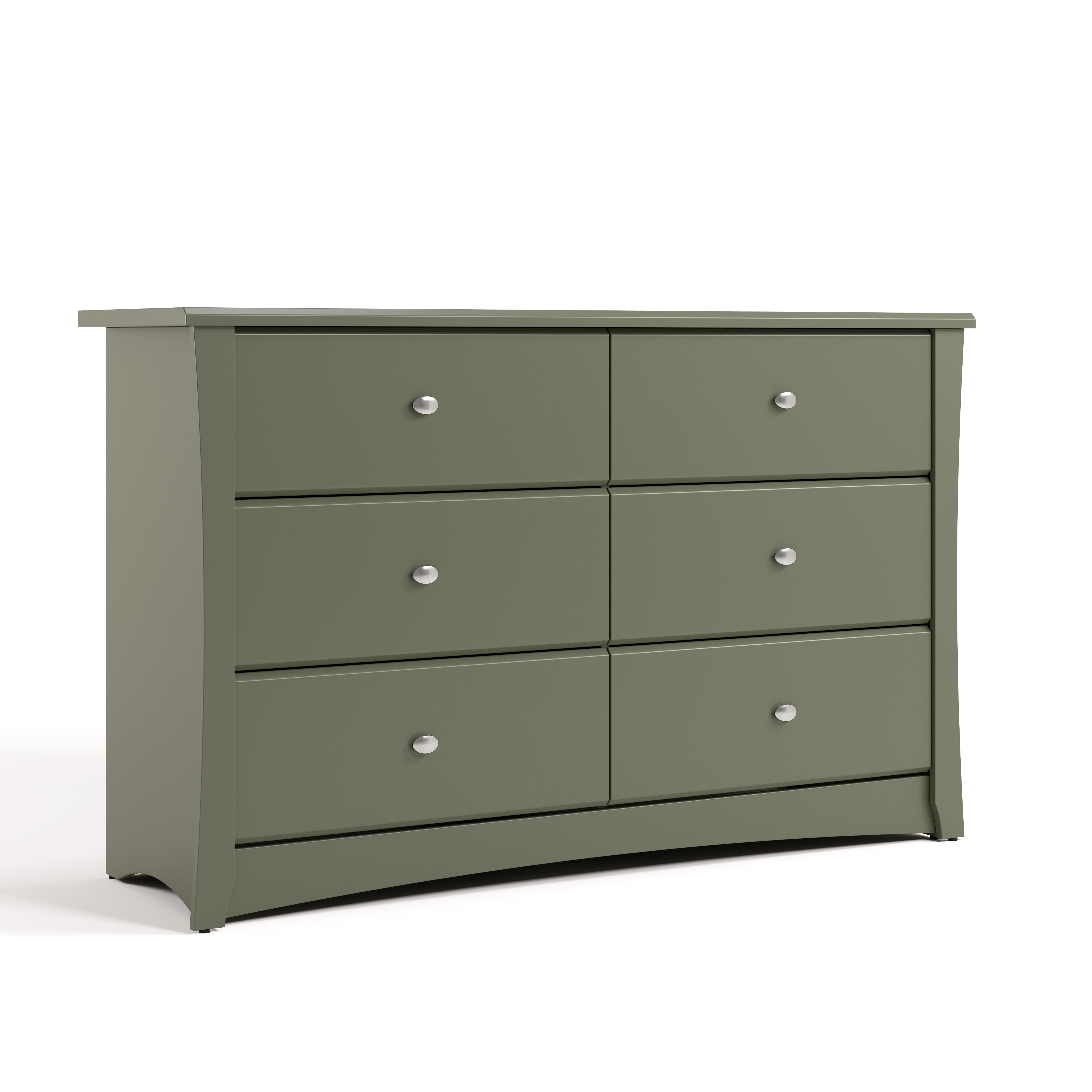 Storkcraft Crescent 6 Drawer Children's Nursery Double Dresser, Olive