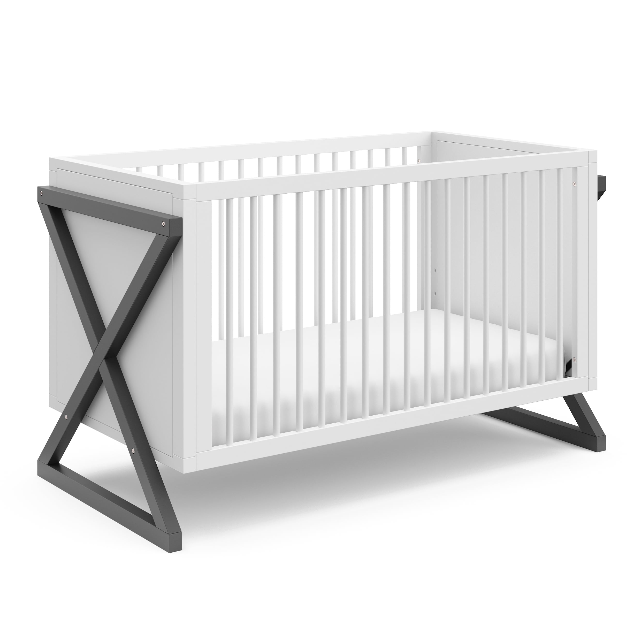 Storkcraft Equinox 3-in-1 Convertible Baby Crib, White with Gray
