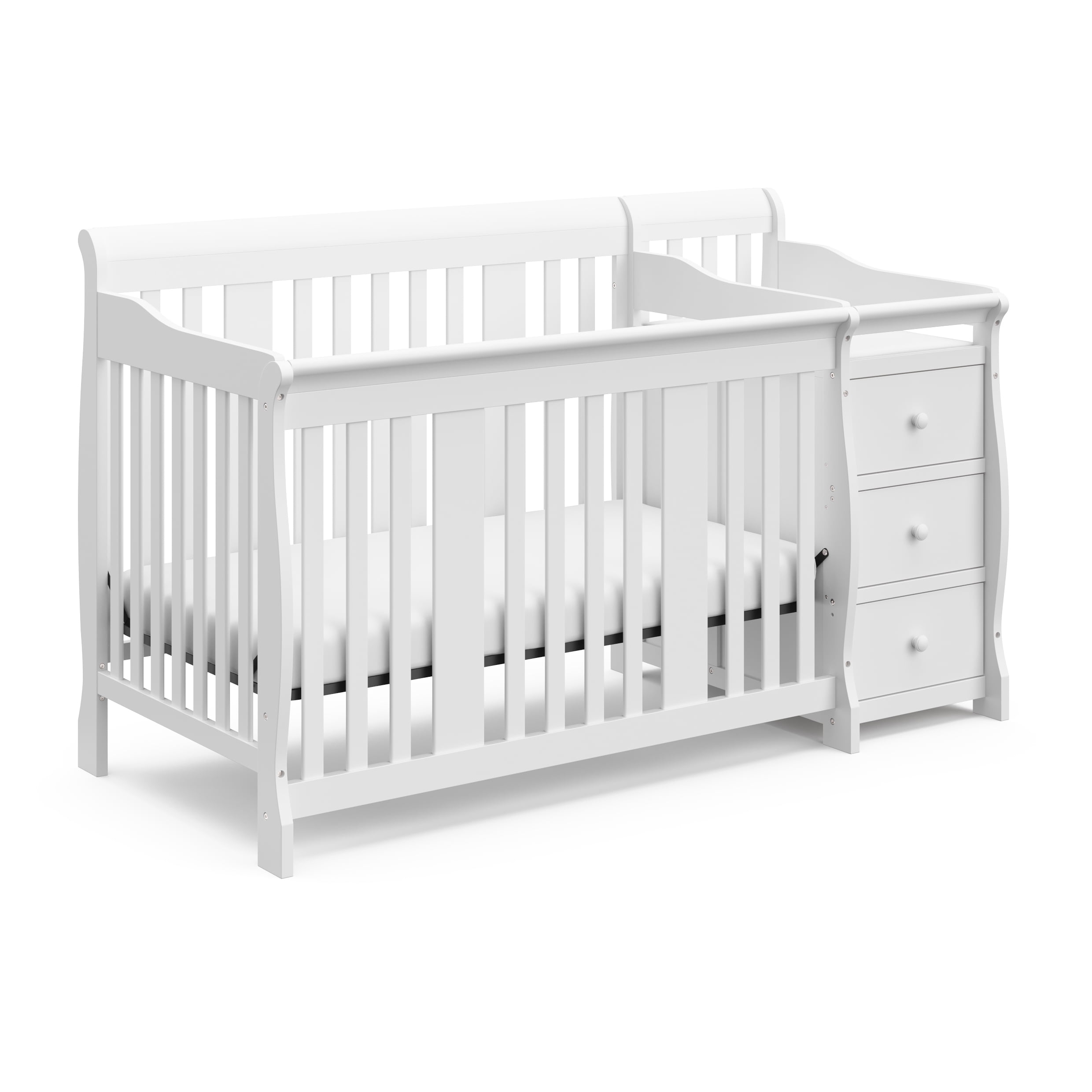 Storkcraft Portofino 5-in-1 Convertible Baby Crib and Changer, White