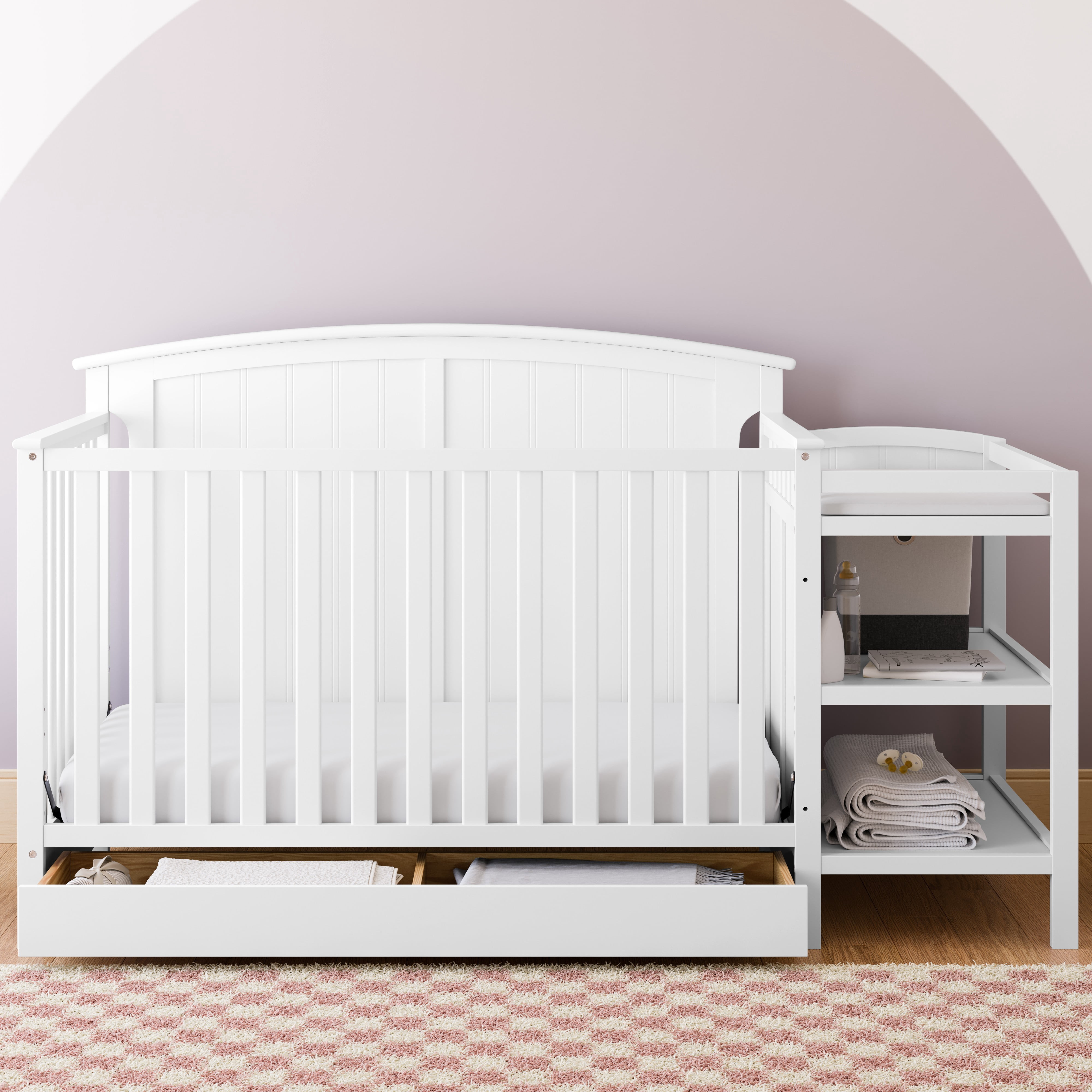 Storkcraft Steveston 5-in-1 Convertible Baby Crib & Changer, White