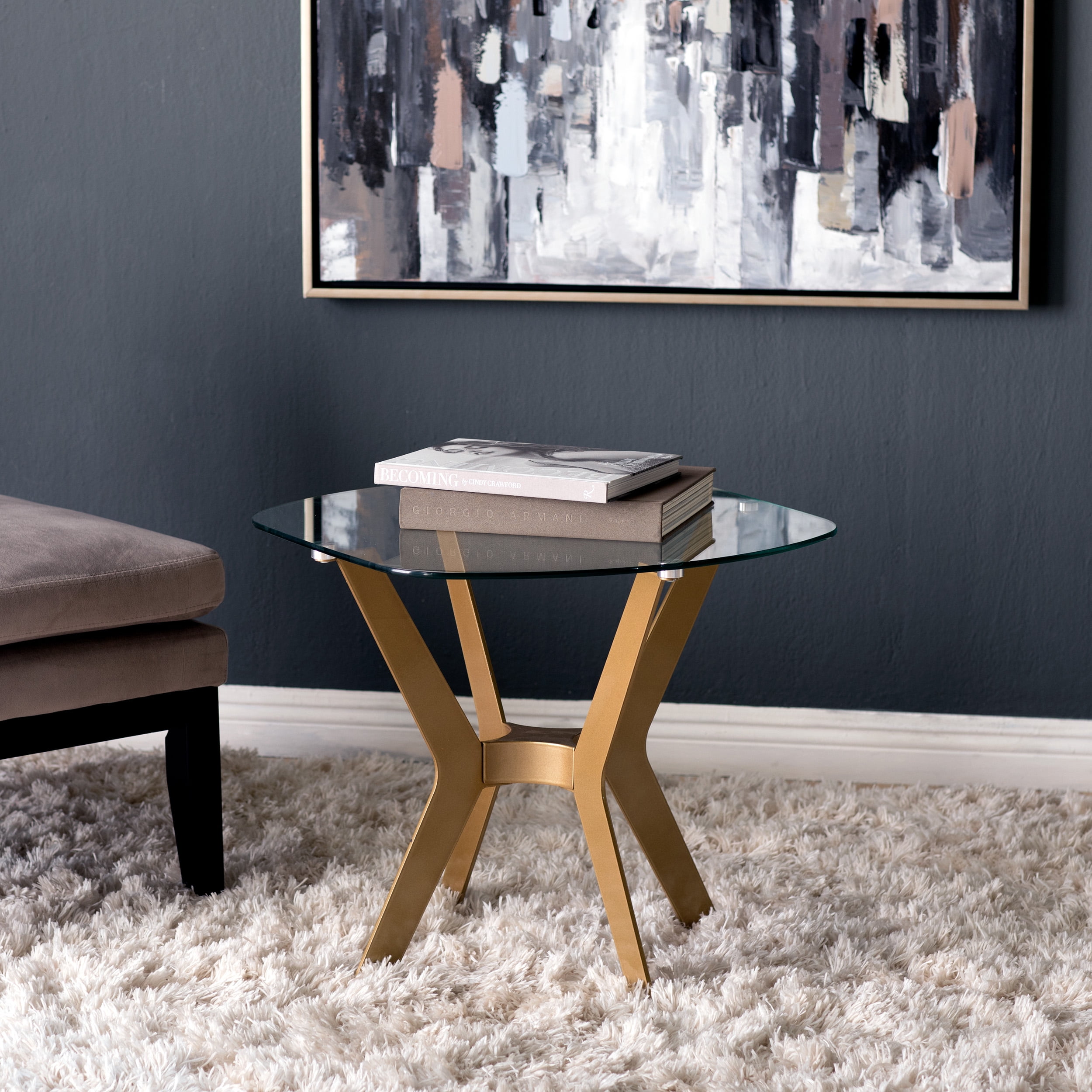 Studio Designs Home Archtech Modern Glass Top End Table