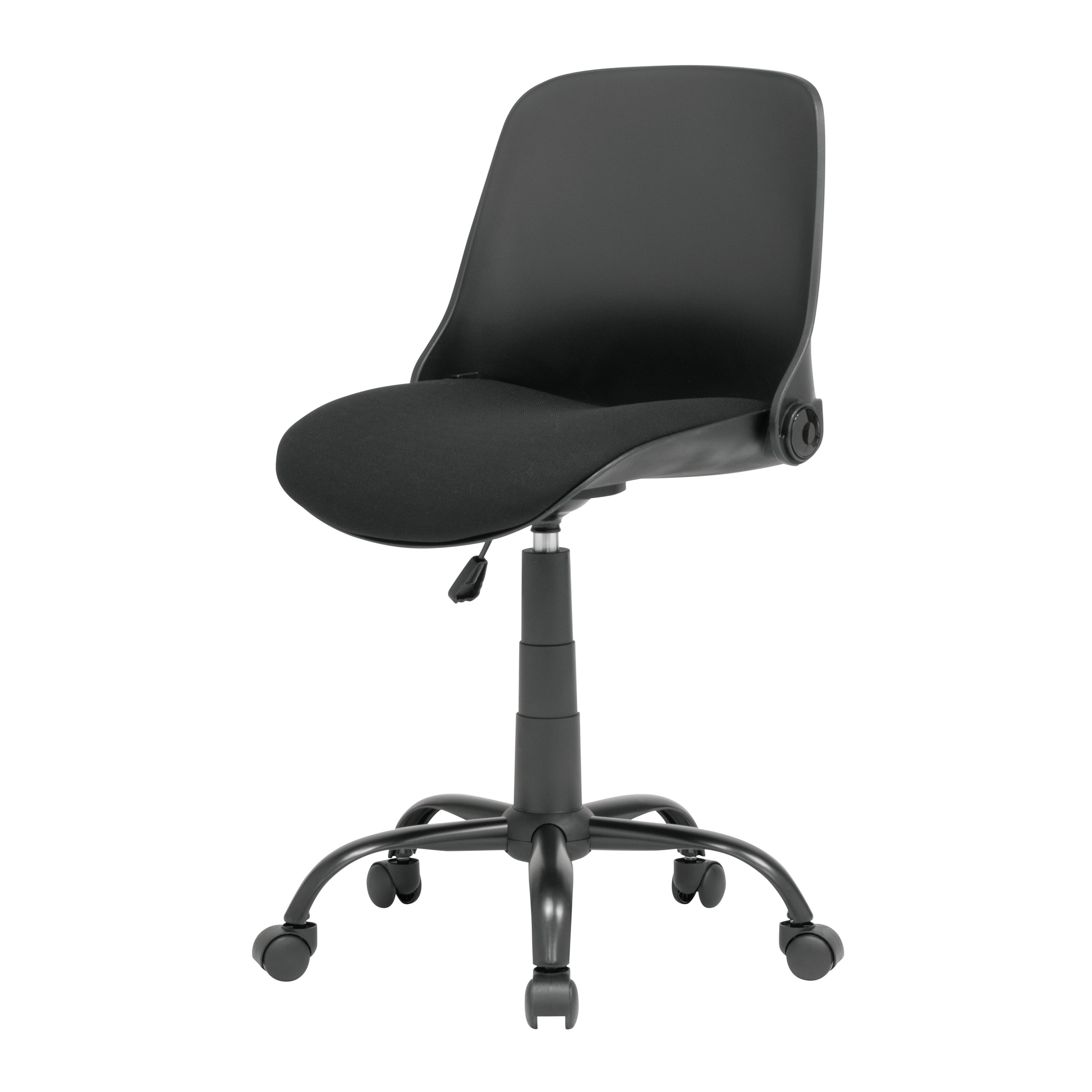 Studio Designs Folding Back (Space Saving) Modern Swivel Office Task Chair with Height Adjustable Seat, Black