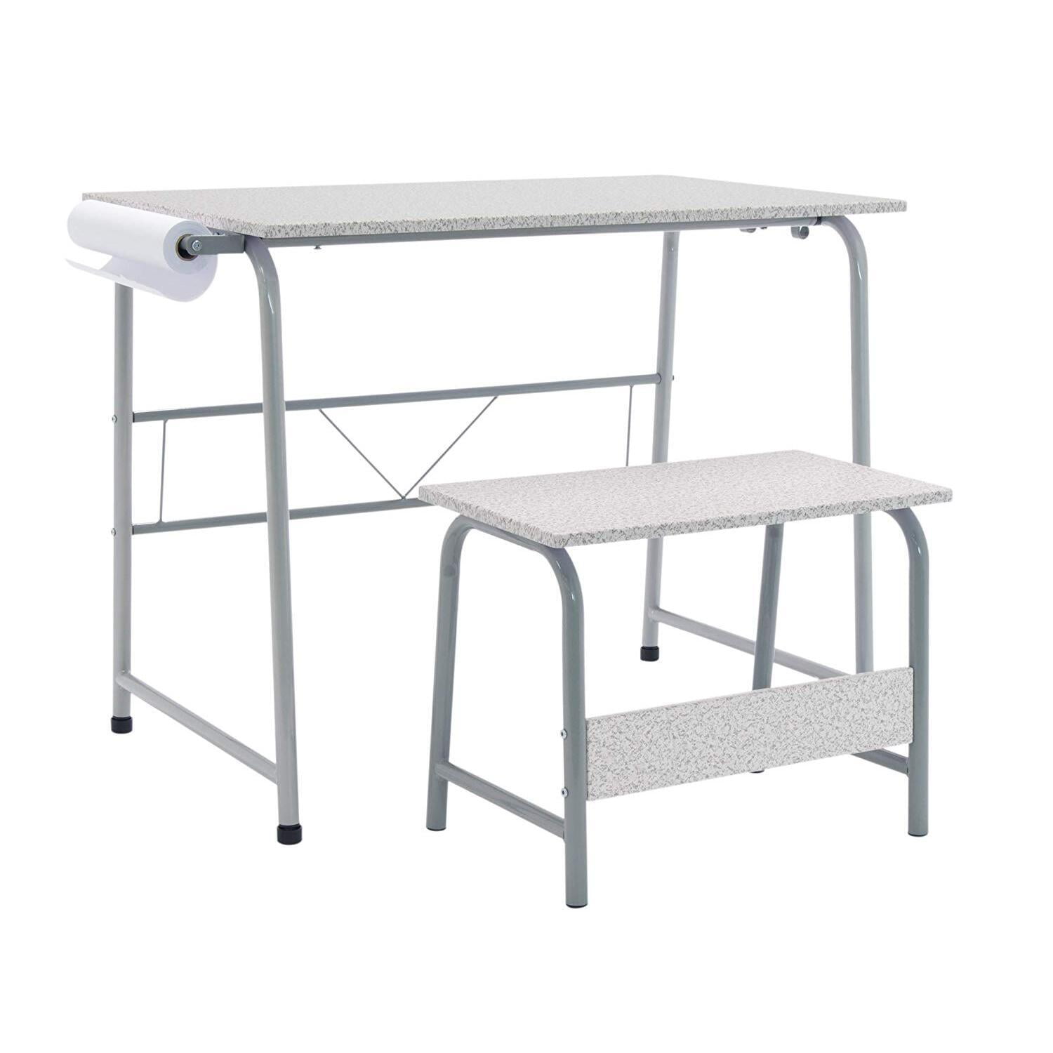 Studio Designs Project Center 2-Piece Metal Art Desk and Bench, Gray
