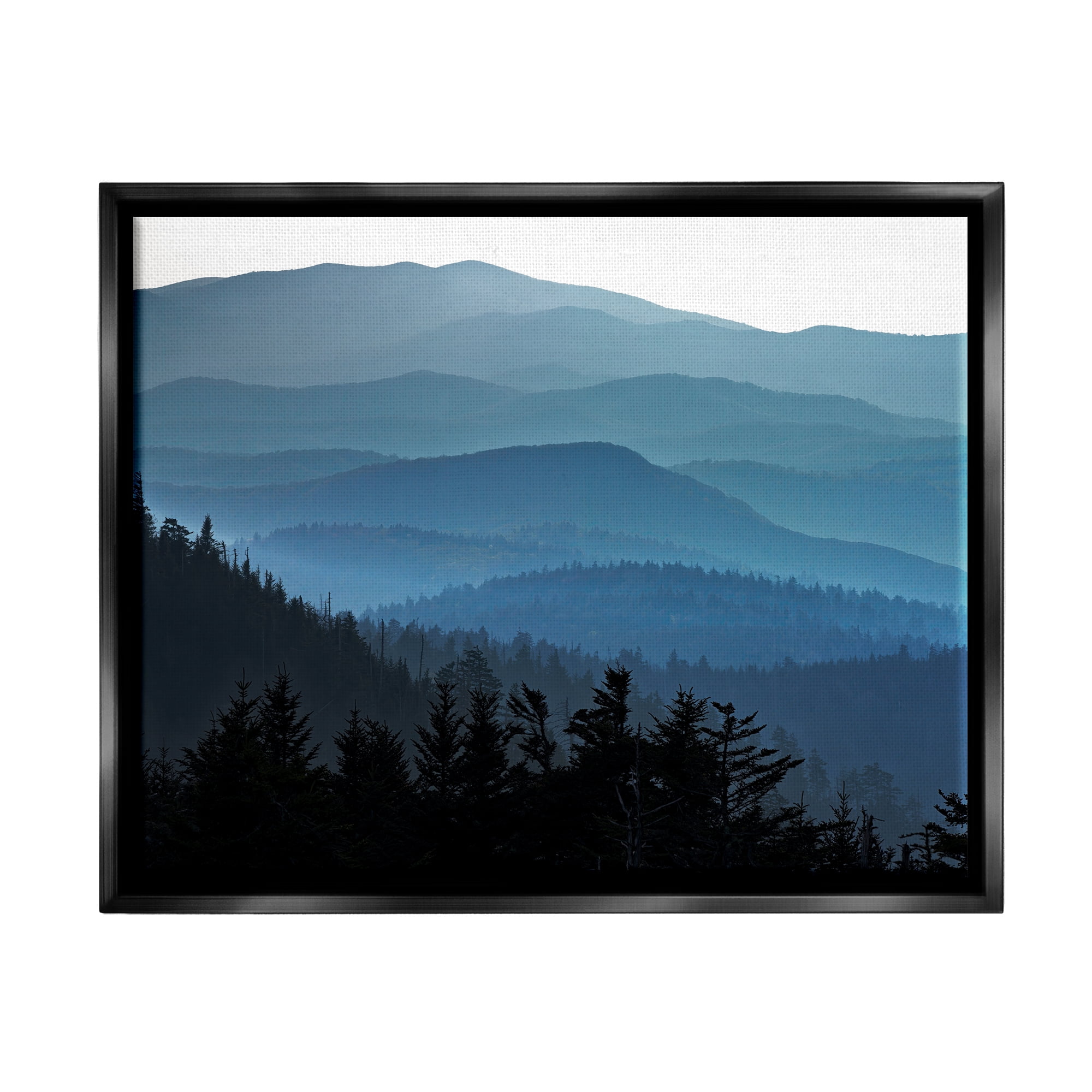 Stupell Blue Layered Mountain Peaks Landscape Photography Black Floater Framed Art Print Wall Art