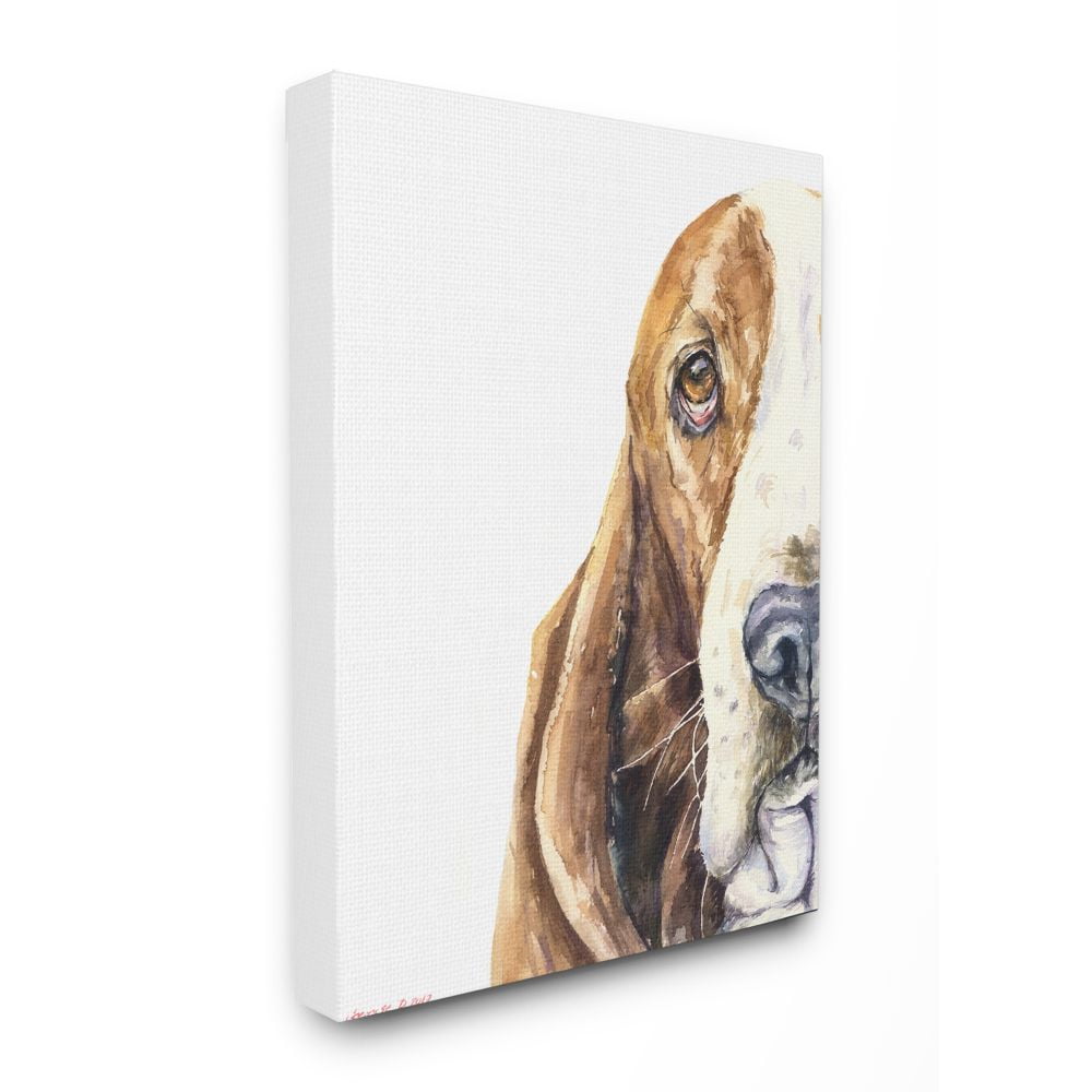 Stupell Industries Cute Large Dog Head Basset Hound Pet Animal Watercolor Painting Canvas Wall Art by George Dyachenko