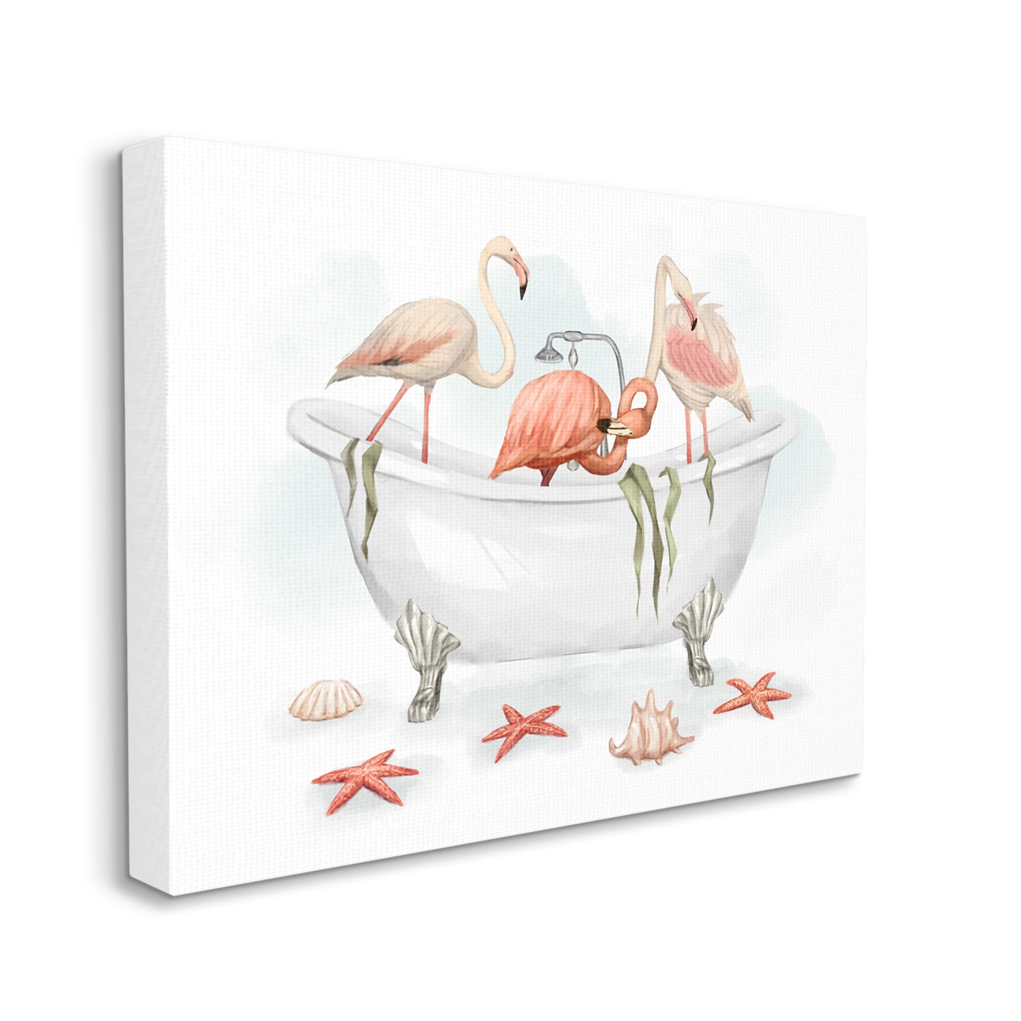 Stupell Industries Flamingo Trio in Nautical Tub Seaside Bathroom, 30 x 40, Designed by Ziwei Li
