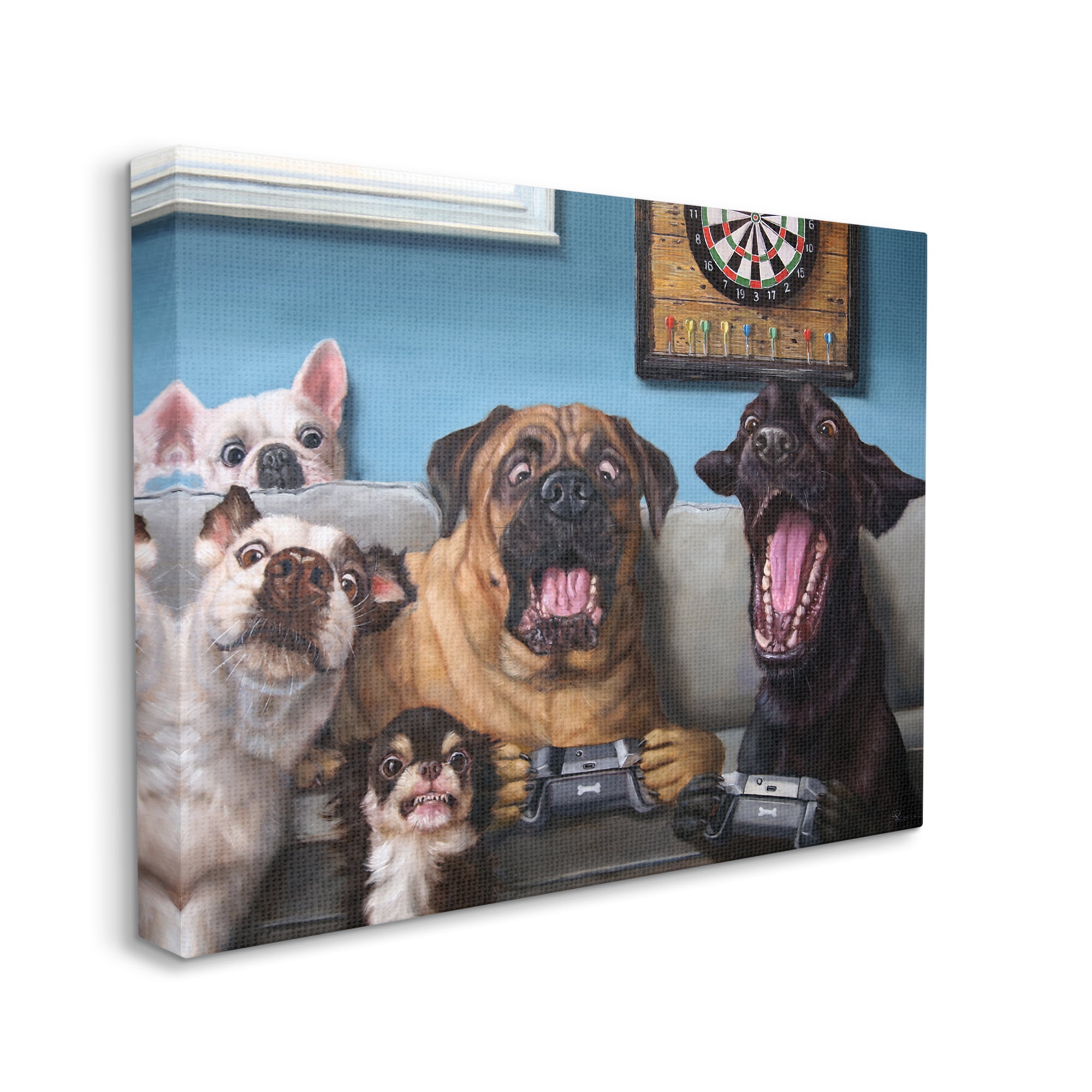 Stupell Industries Funny Dogs Playing Video Games Livingroom Pet Portrait, 36 x 48, Designed by Lucia Heffernan