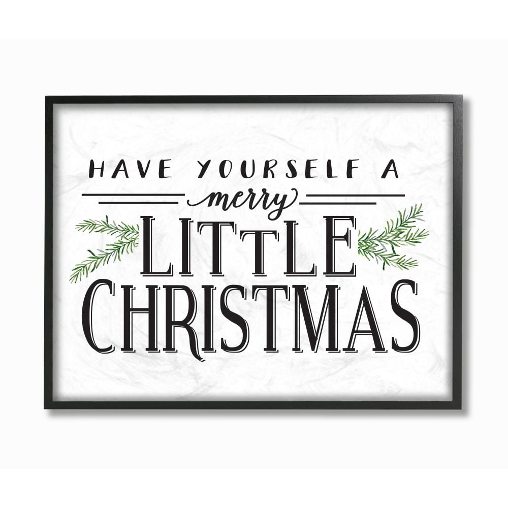 Stupell Industries A Merry Little Christmas Holiday Word DesignFramed Wall Art By Artist Lettered and Lined