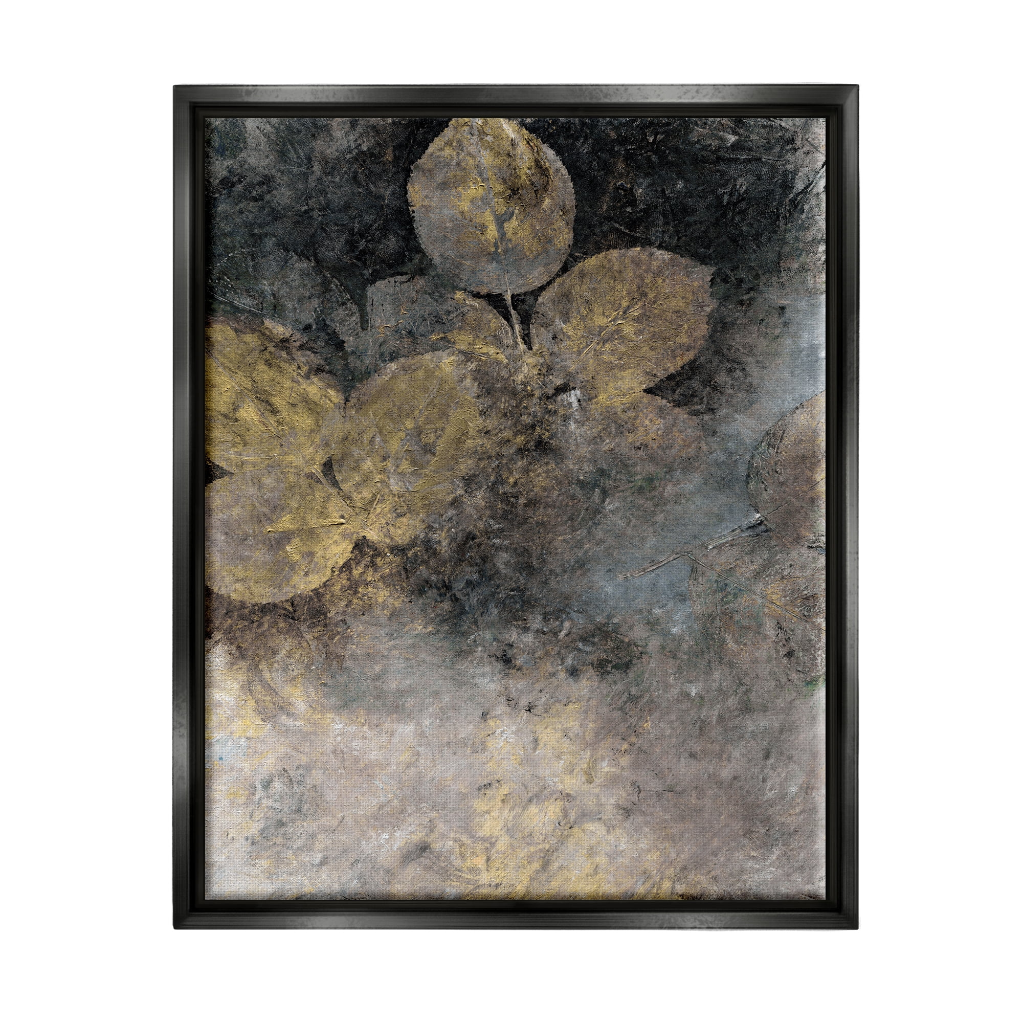 Stupell Industries Abstract Forest Leaves Abstract Painting Black Floater Framed Canvas Art Print Wall Art, 17 x 21