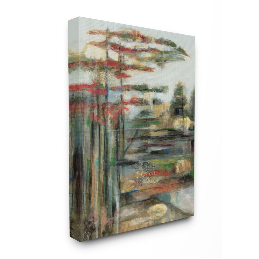 Stupell Industries Abstracted Pastel Landscape Red Green Blue Designed by Third and Wall