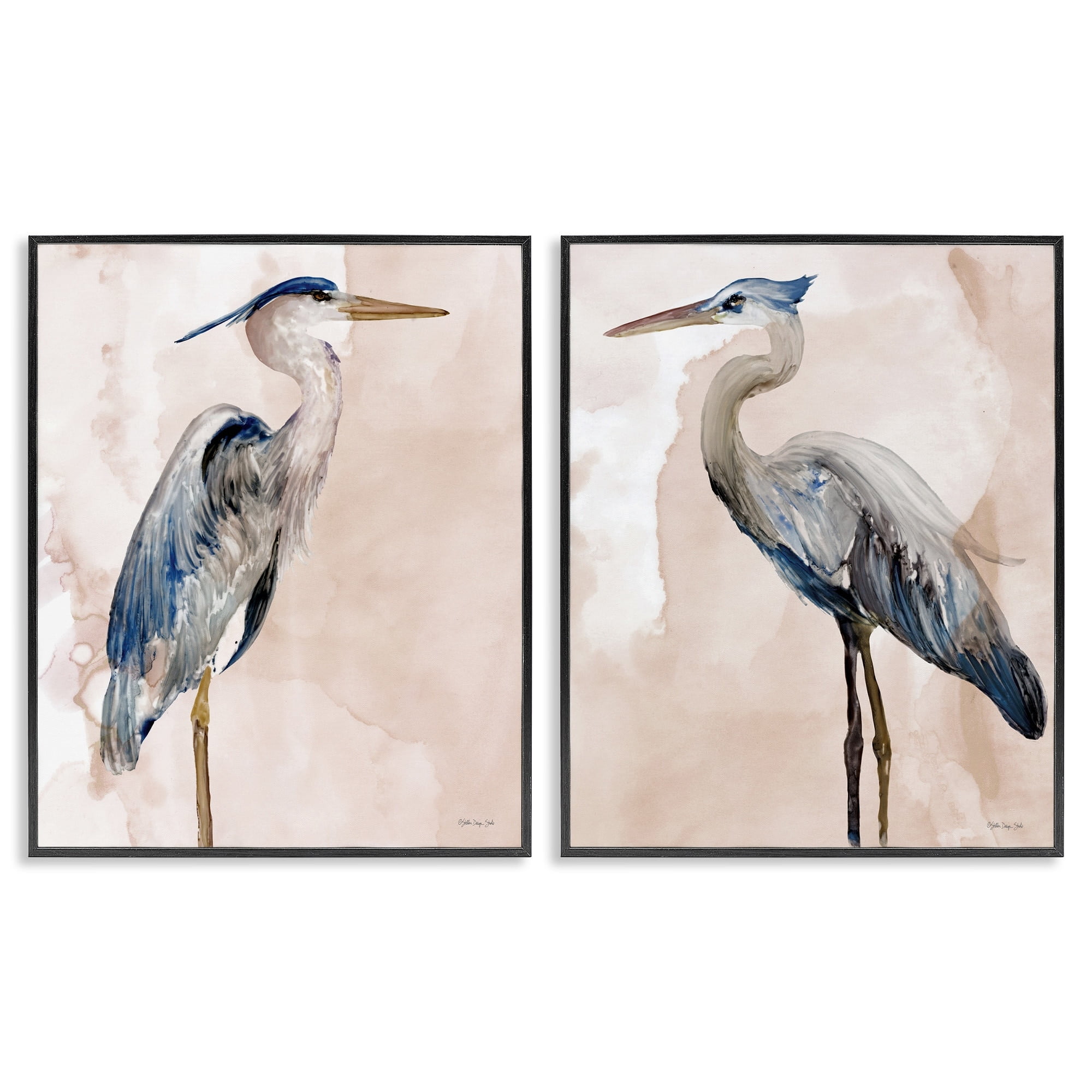 Stupell Industries Beautiful Heron Birds Standing Watercolor Painting , 16 x 20, Design by Stellar Design Studio