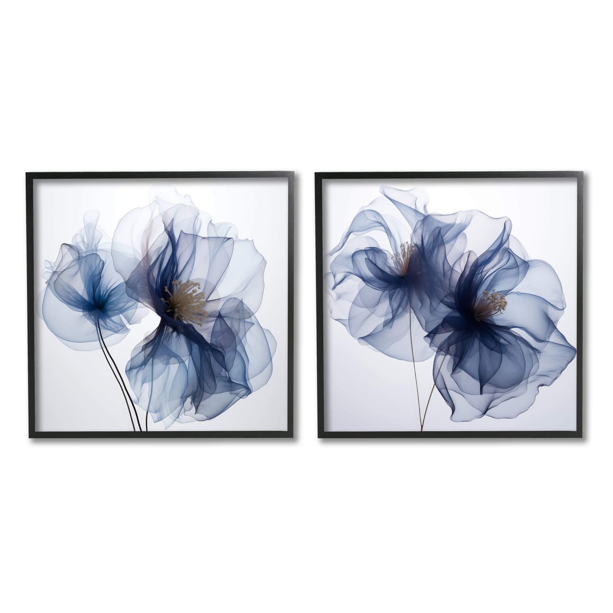 Stupell Industries Blue Modern Flowers Botanical & Floral Photography Black Framed Art Print Wall Art, 12 x 12
