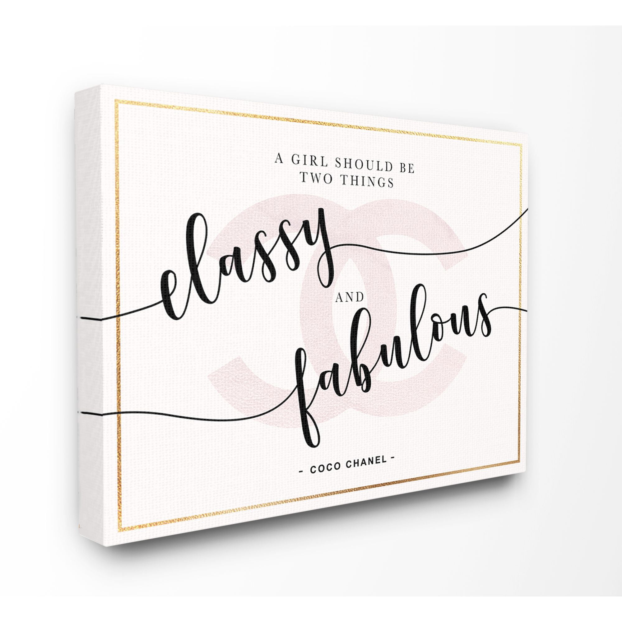 Stupell Industries Classy And Fabulous Fashion Designer Pink Inspirational Word Design Canvas Wall Art by Ziwei Li