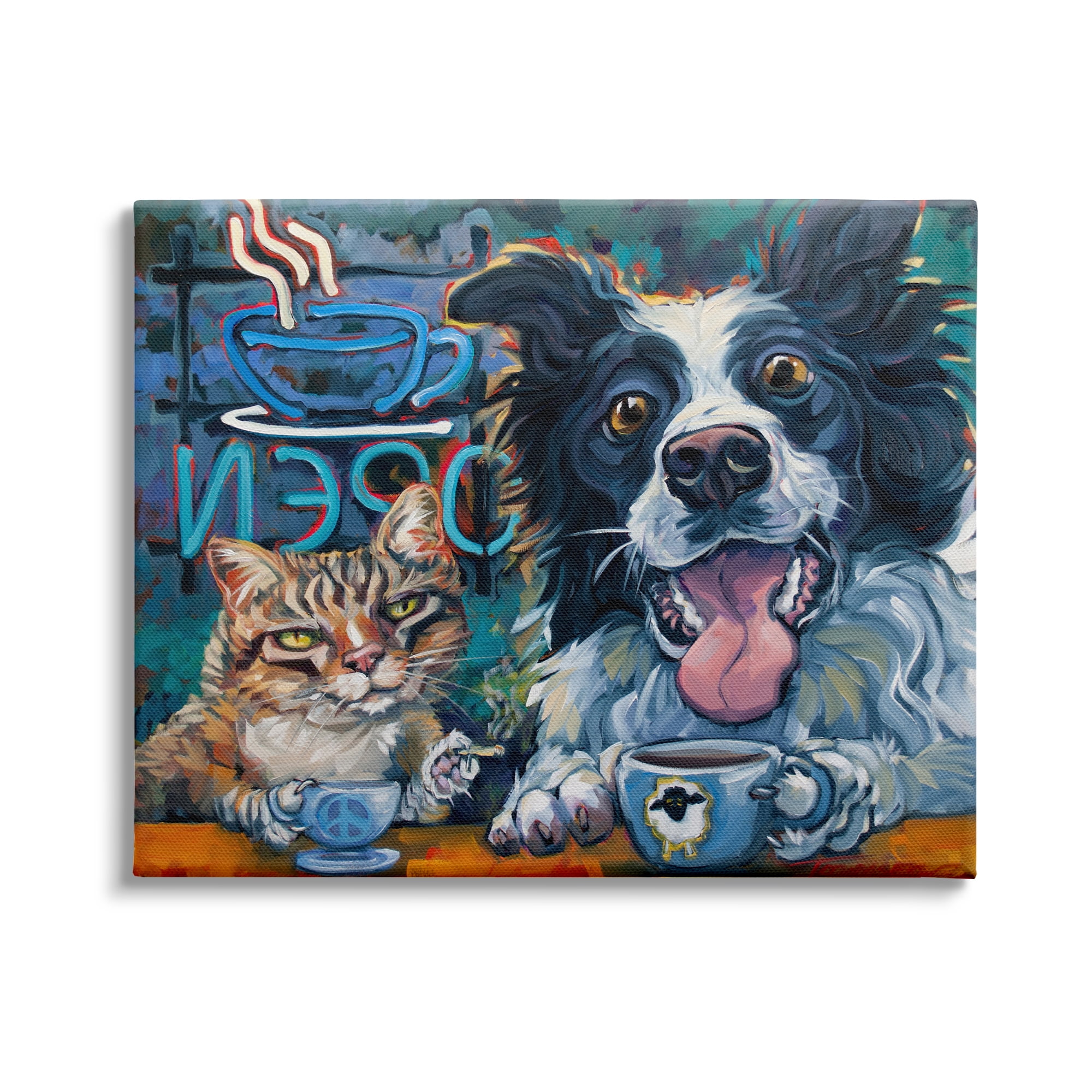 Stupell Industries Coffee Shop Pets Cat Dog Open Diner Counter, 48 x 36, Design by CR Townsend