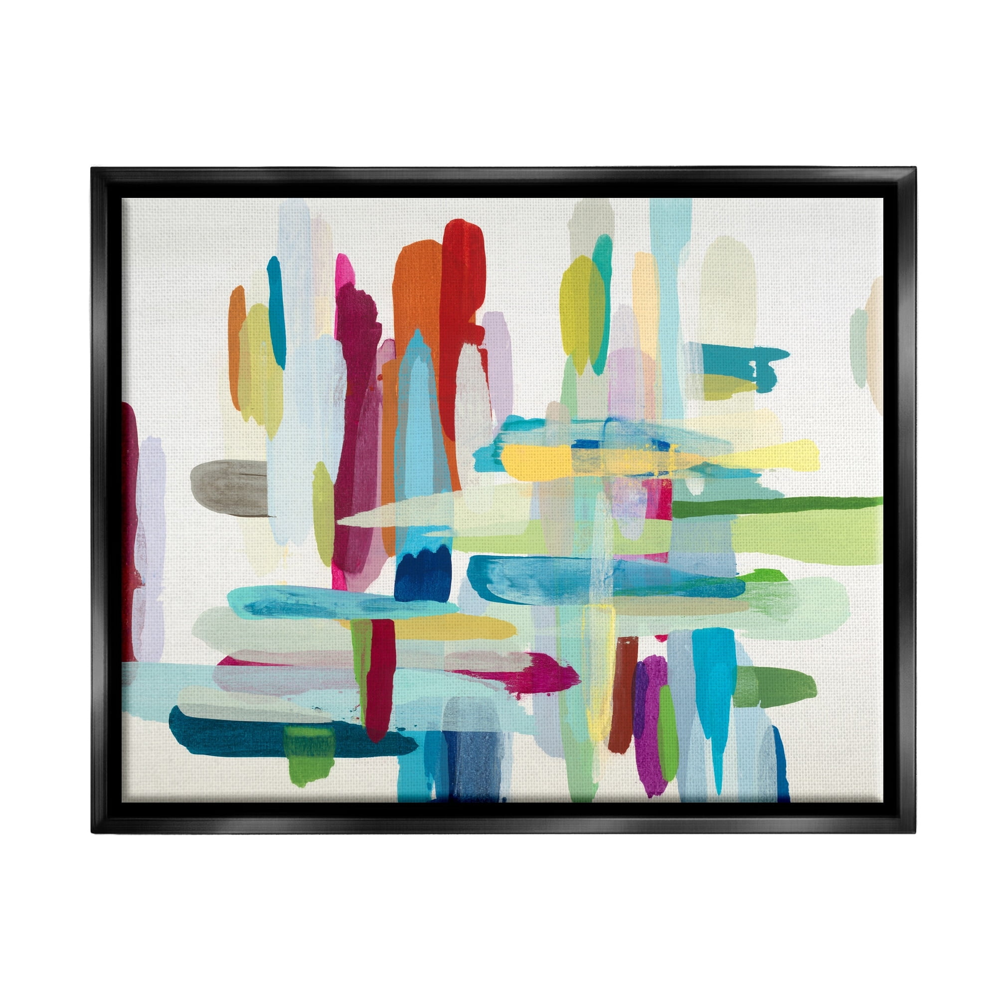 Stupell Industries Colorful Cross Hatch Abstraction Jet Black Framed Floating Canvas Wall Art, 16x20, by Randy Hibberd