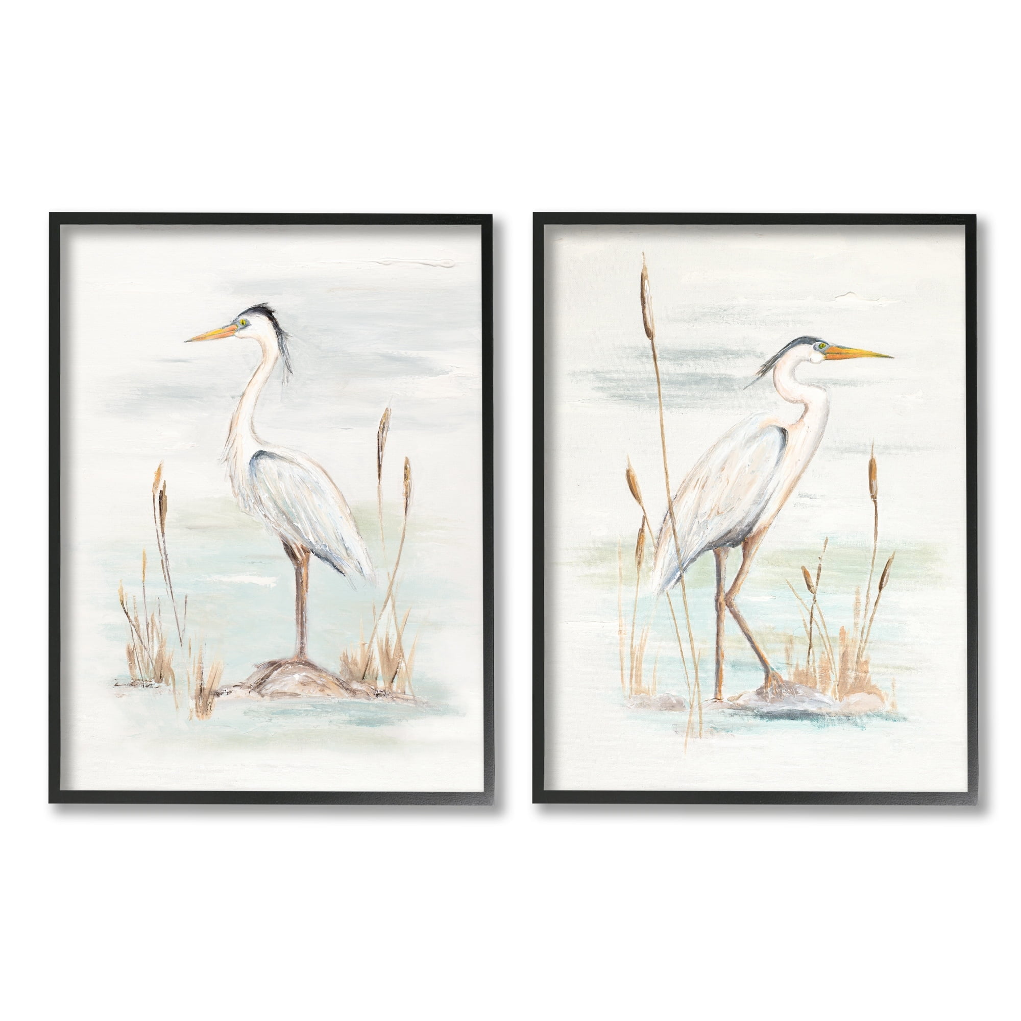 Stupell Industries Elegant Heron Birds Cattails Plants In Water Painting , 16 x 20, Design by Patricia Pinto