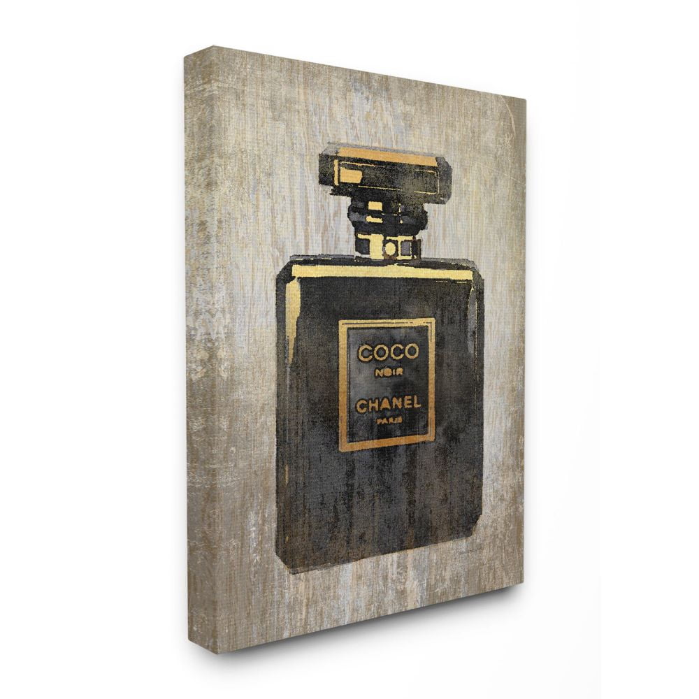 Stupell Industries Fashion Designer Perfume Black Gold Textured Watercolor Canvas Wall Art by Amanda Greenwood