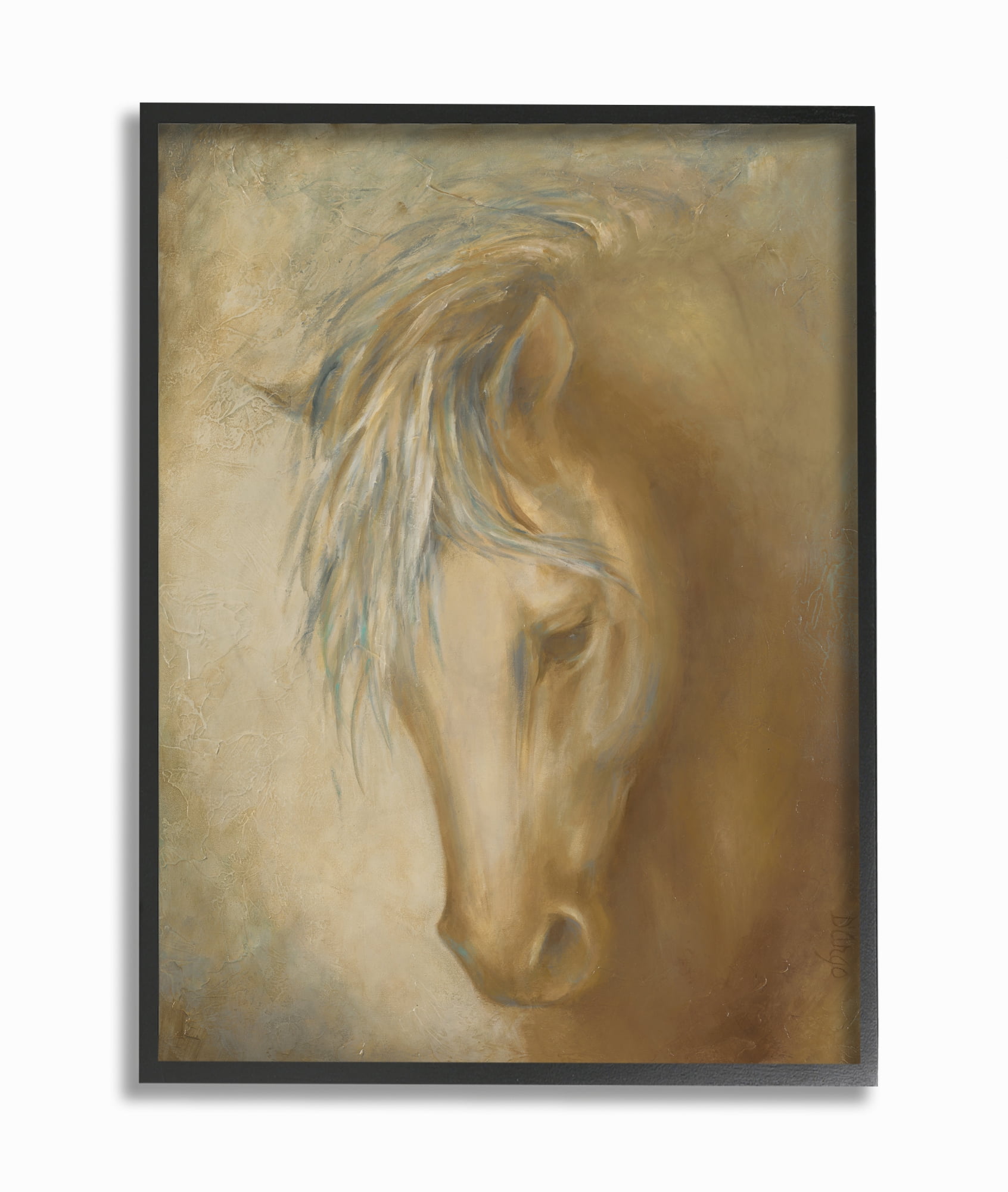 Stupell Industries Horse Portrait Blue Yellow Animal Painting Framed Wall Art by Third and Wall
