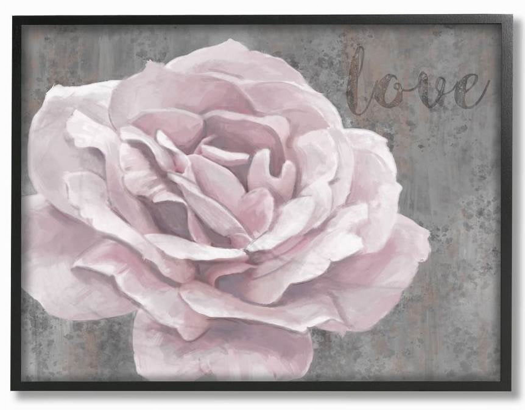 Stupell Industries Love Pink Flower Grey Neutral Painting Framed Wall Art by Ziwei Li