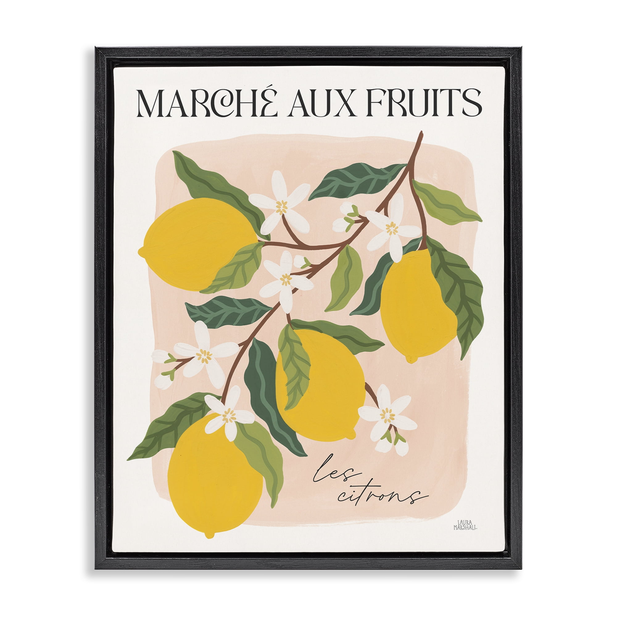 Stupell Industries Marche Aux Lemons Food & Beverage Painting Black Floater Framed Art Print Wall Art, 17 x 21
