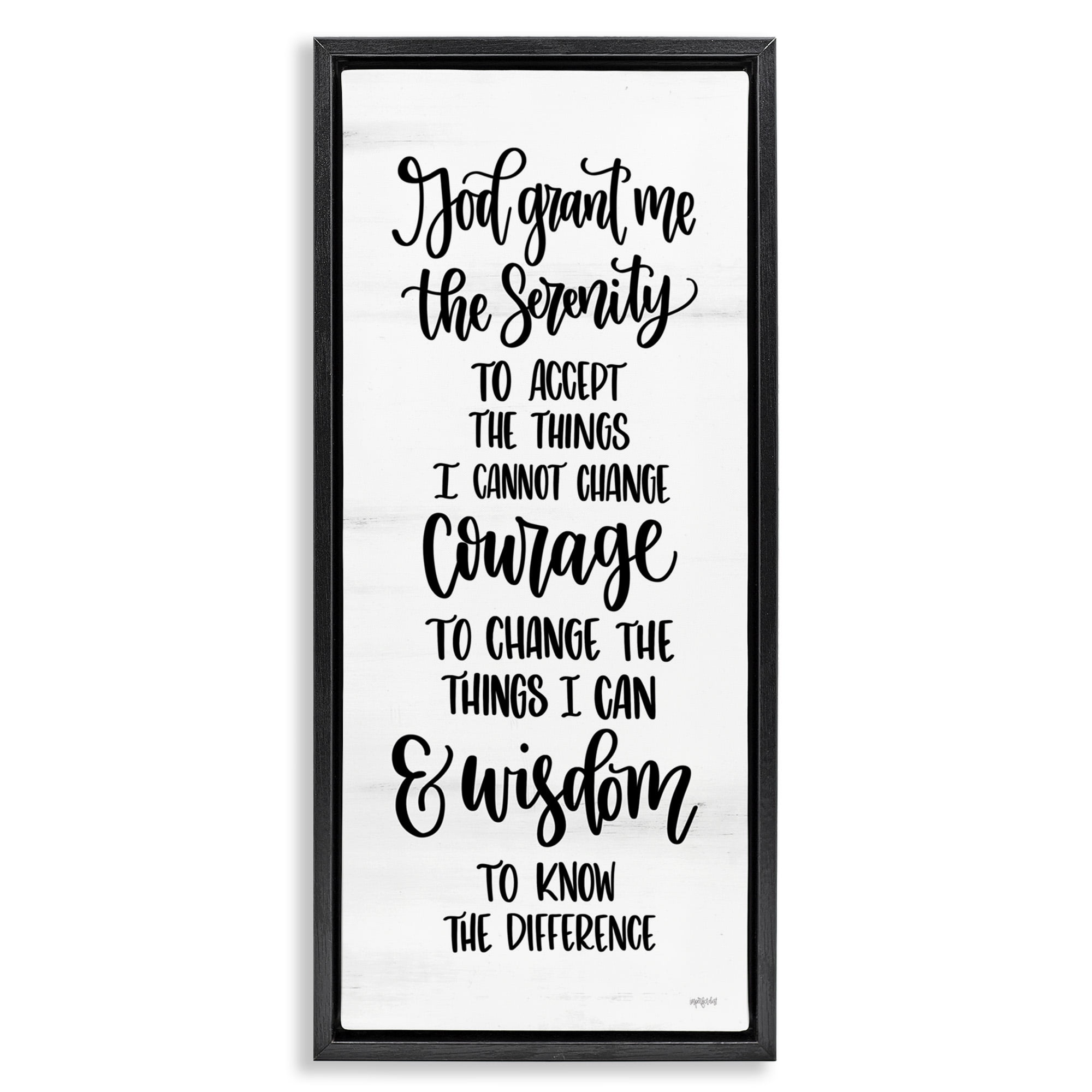 Stupell Industries Religious Serenity Courage & Wisdom Religious Painting Black Floater Framed Canvas Art Print Wall Art, 11 x 25