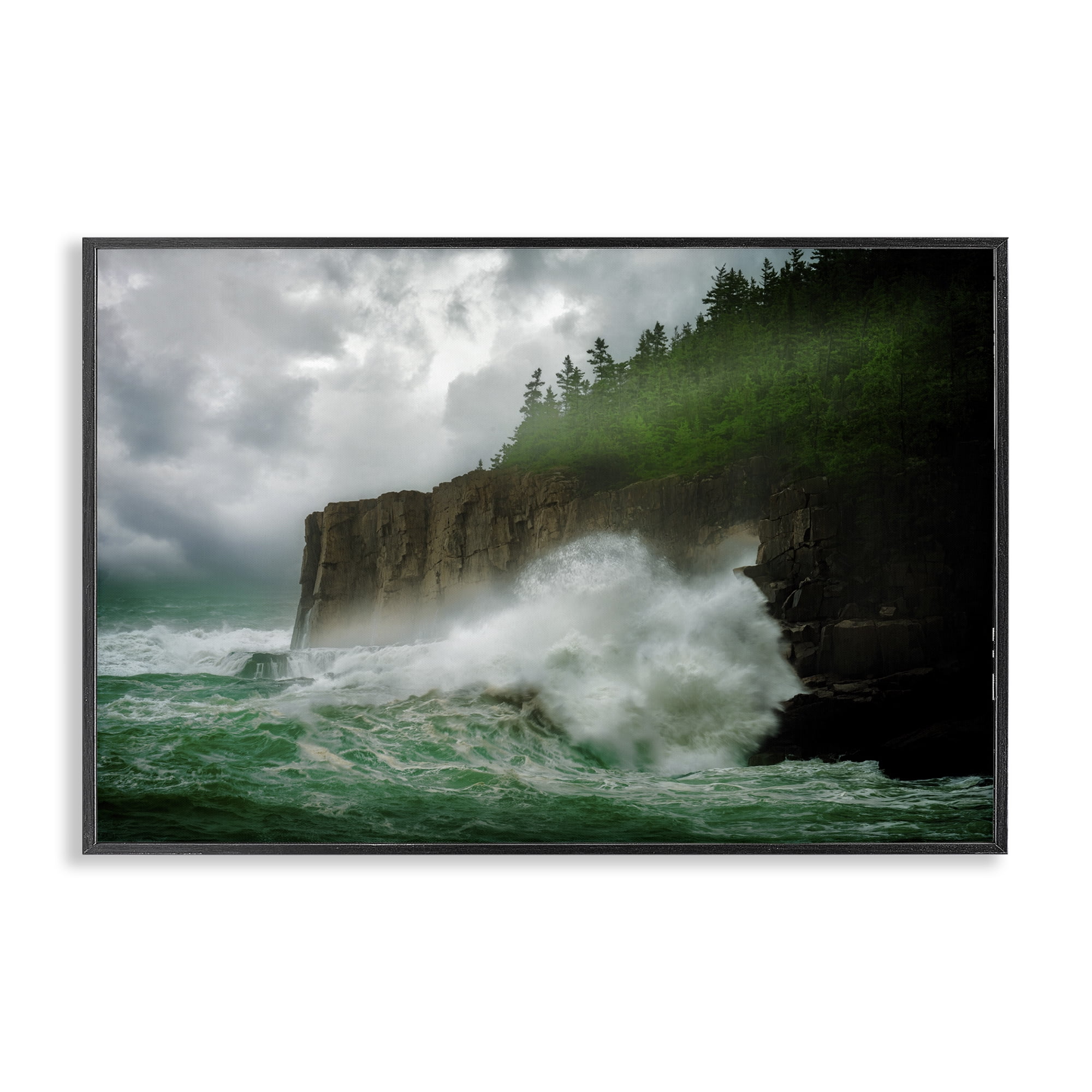 Stupell Industries Rushing Water Crashing Nautical & Beach Photography Black Framed Art Print Wall Art, 18 x 12