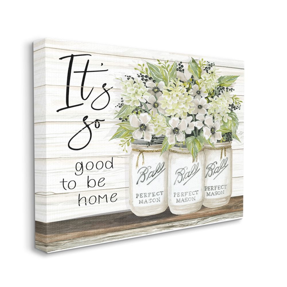 Stupell Industries So Good To Be Home Phrase Charming Floral Bouquet Canvas Wall Art Design by Cindy Jacobs, 36" x 48"