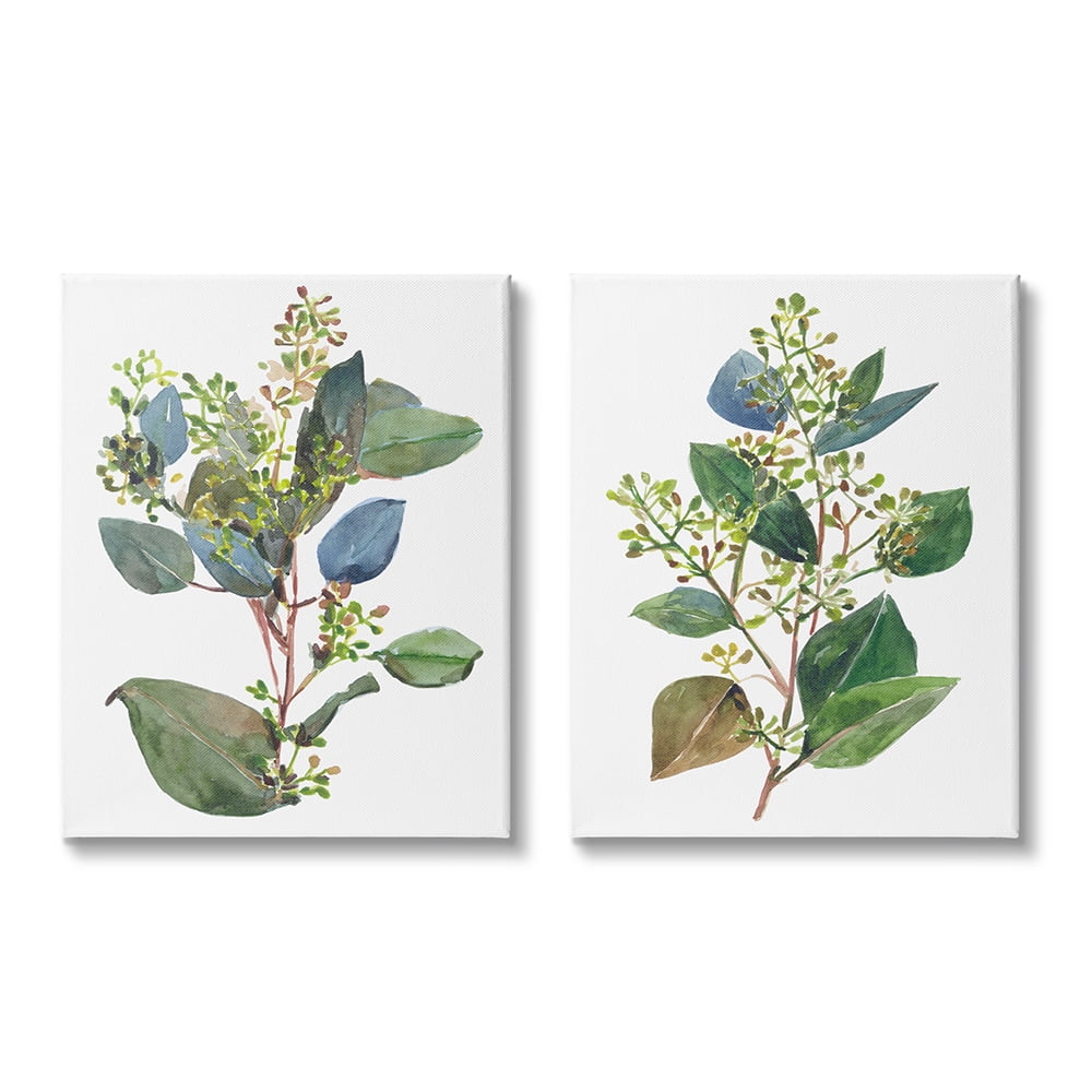 Stupell Industries Soft Eucalyptus Plant Blue Green Ombre Leaves Canvas Wall Art by Melissa Wang