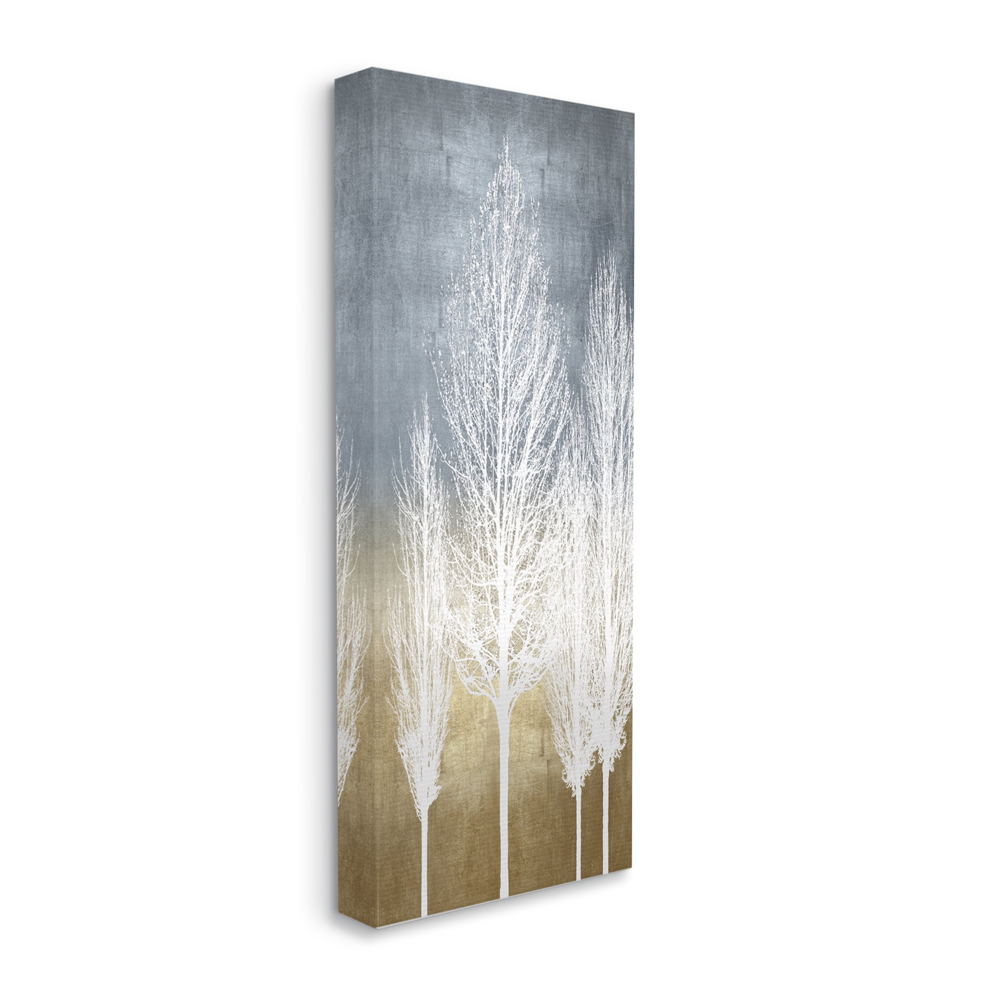 Stupell Industries Tall Tree Silhouettes Abstract White Forest over Pattern, 20 x 48, Designed by Kate Bennett