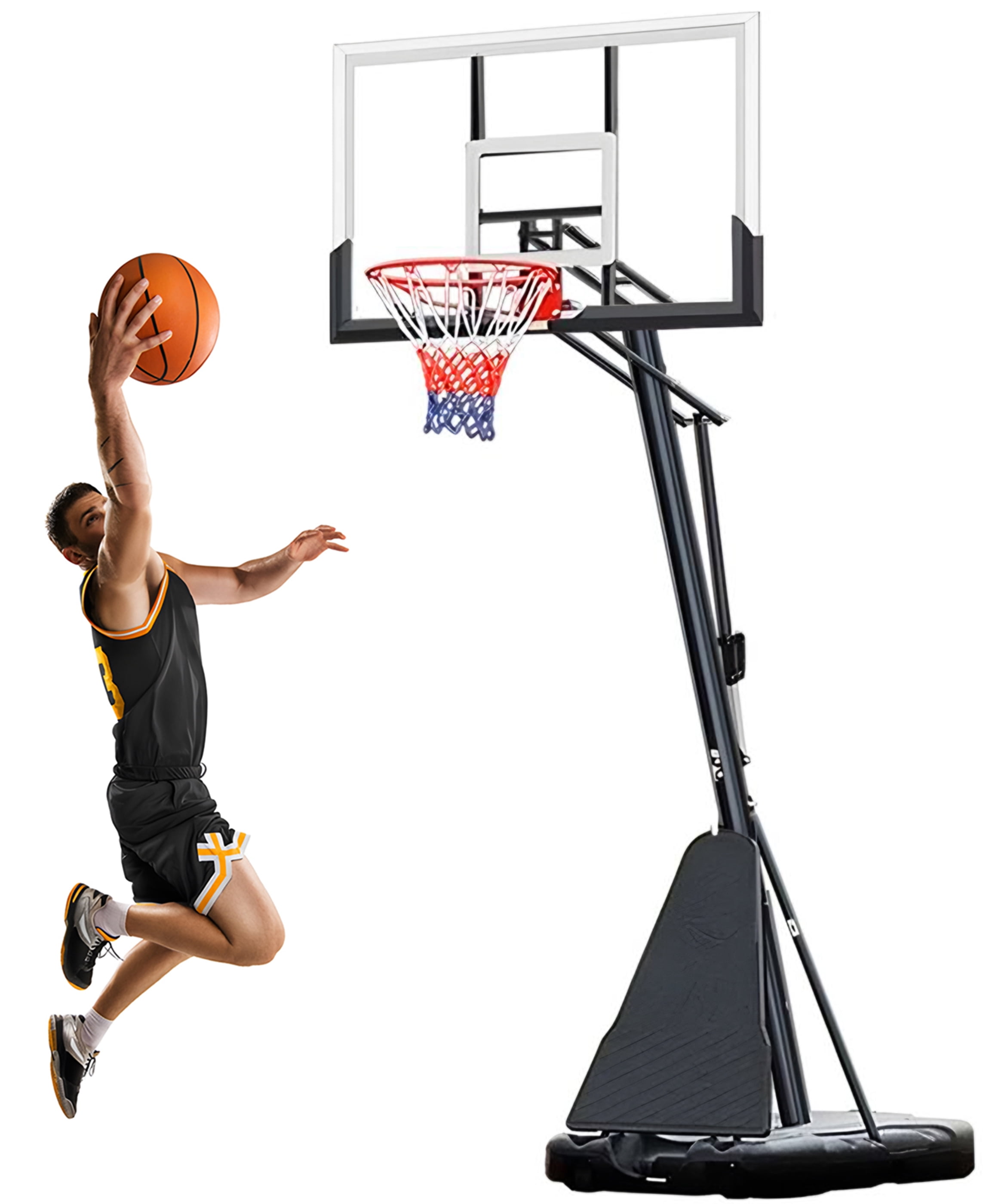 SUGIFT 7.5'-10' Adjustable Height 60" Shatterproof Outdoor Portable Basketball System (Adult)