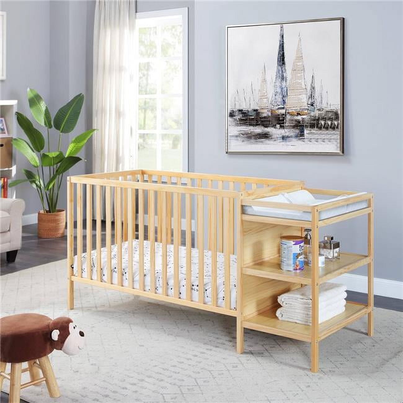 Suite Bebe Palmer 3-in-1 Convertible Crib & Changer Combo in Natural