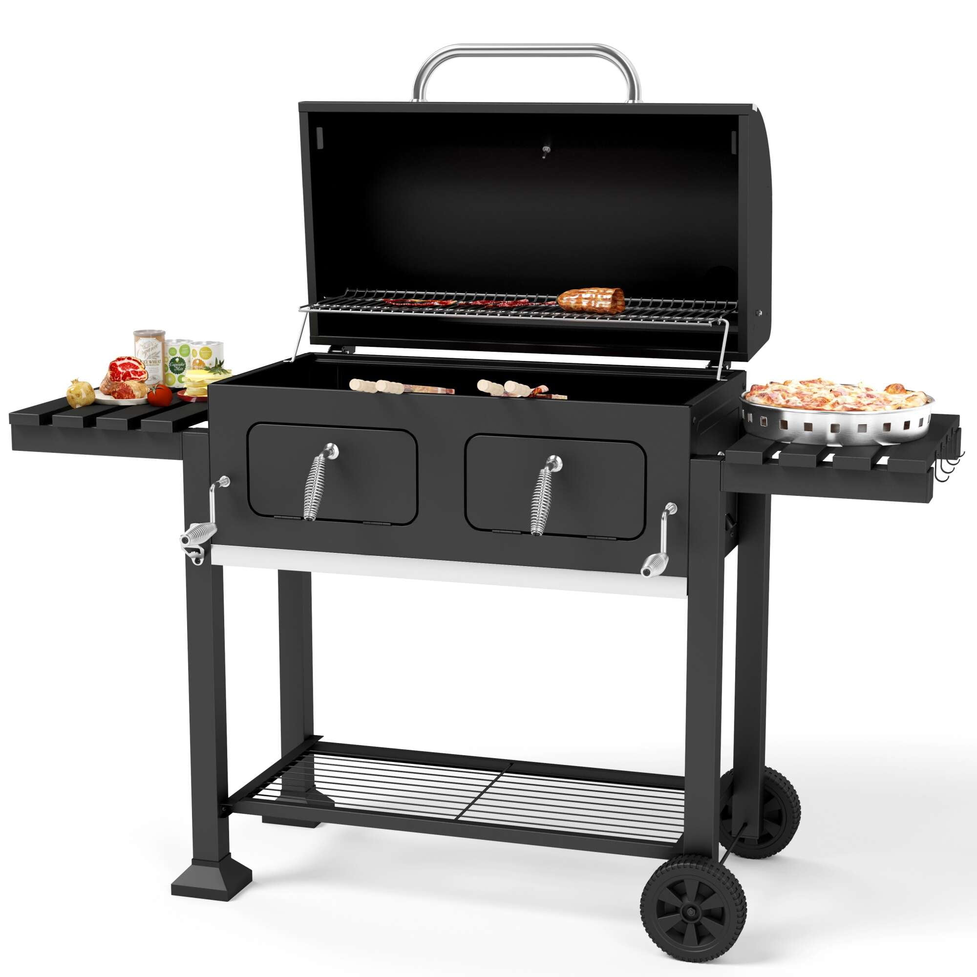 Summit Living 34'' Charcoal Grill Extra Large Portable BBQ Grill, Black
