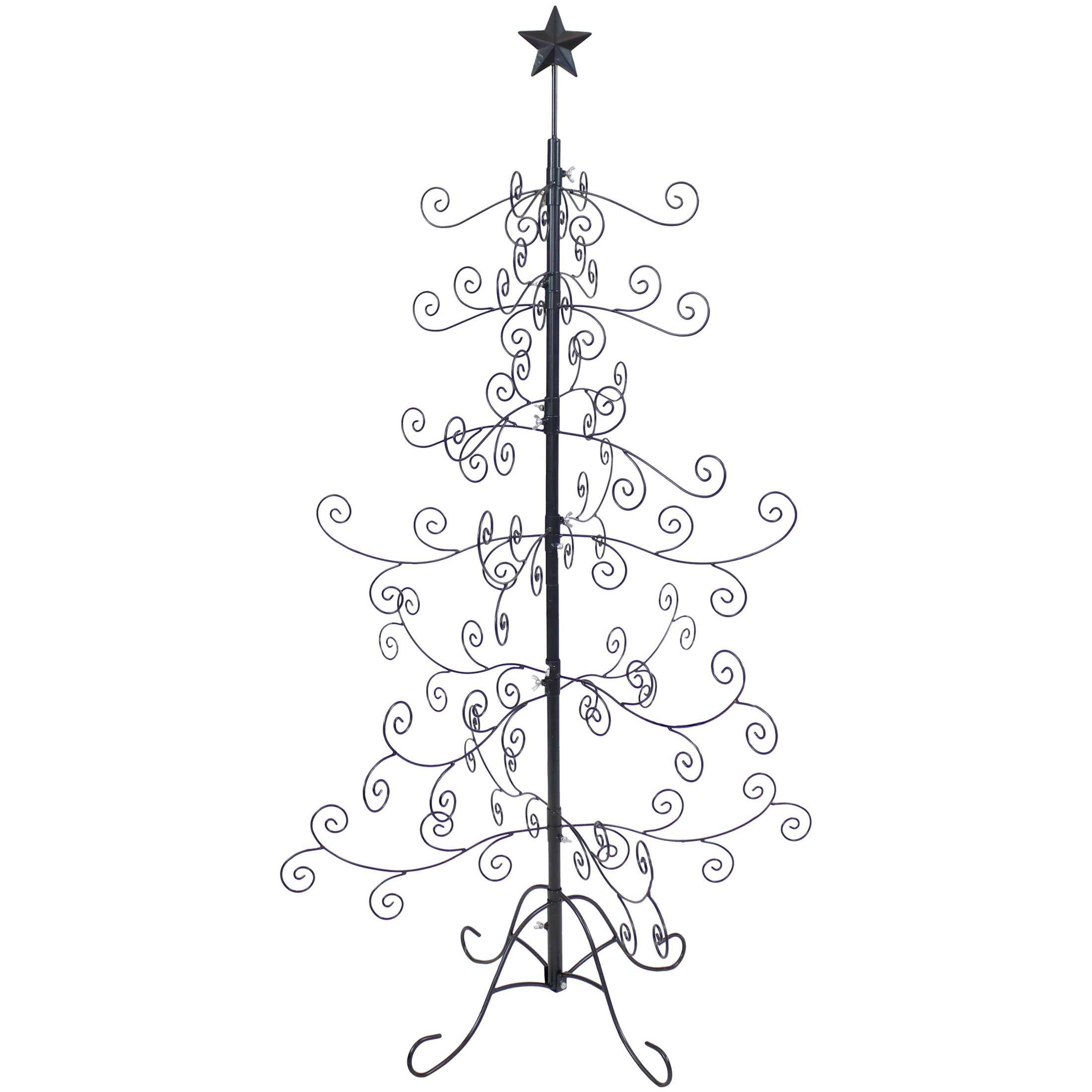Sunnydaze Noelle Christmas Tree Ornament Display with Hooks 5 ft, Black