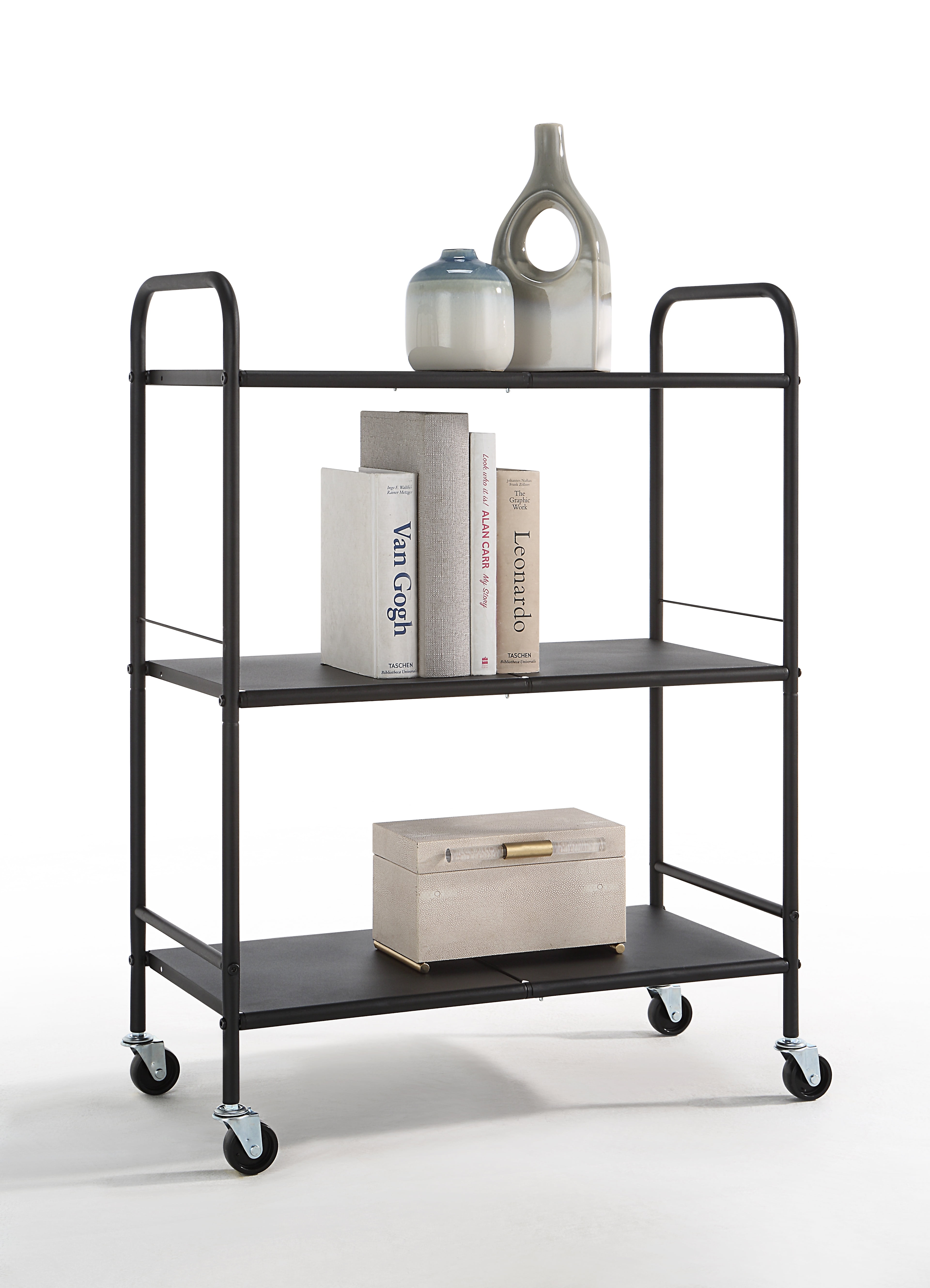 SunnyPoint Metal Rolling Organizer Utility Craft Cart (Large, BLK)