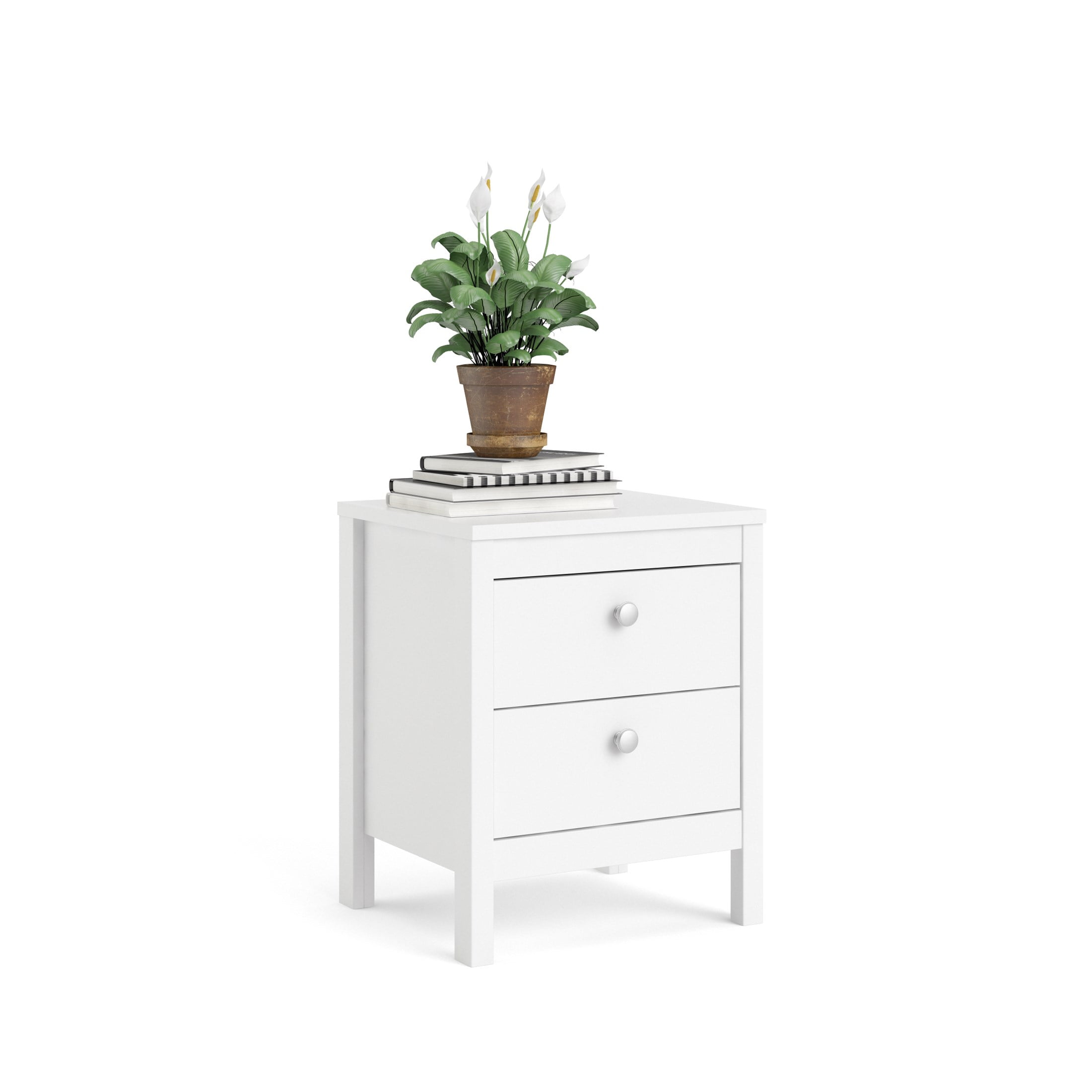 Tvilum Madrid 2 Drawer Bedroom Nightstand for Adults, White