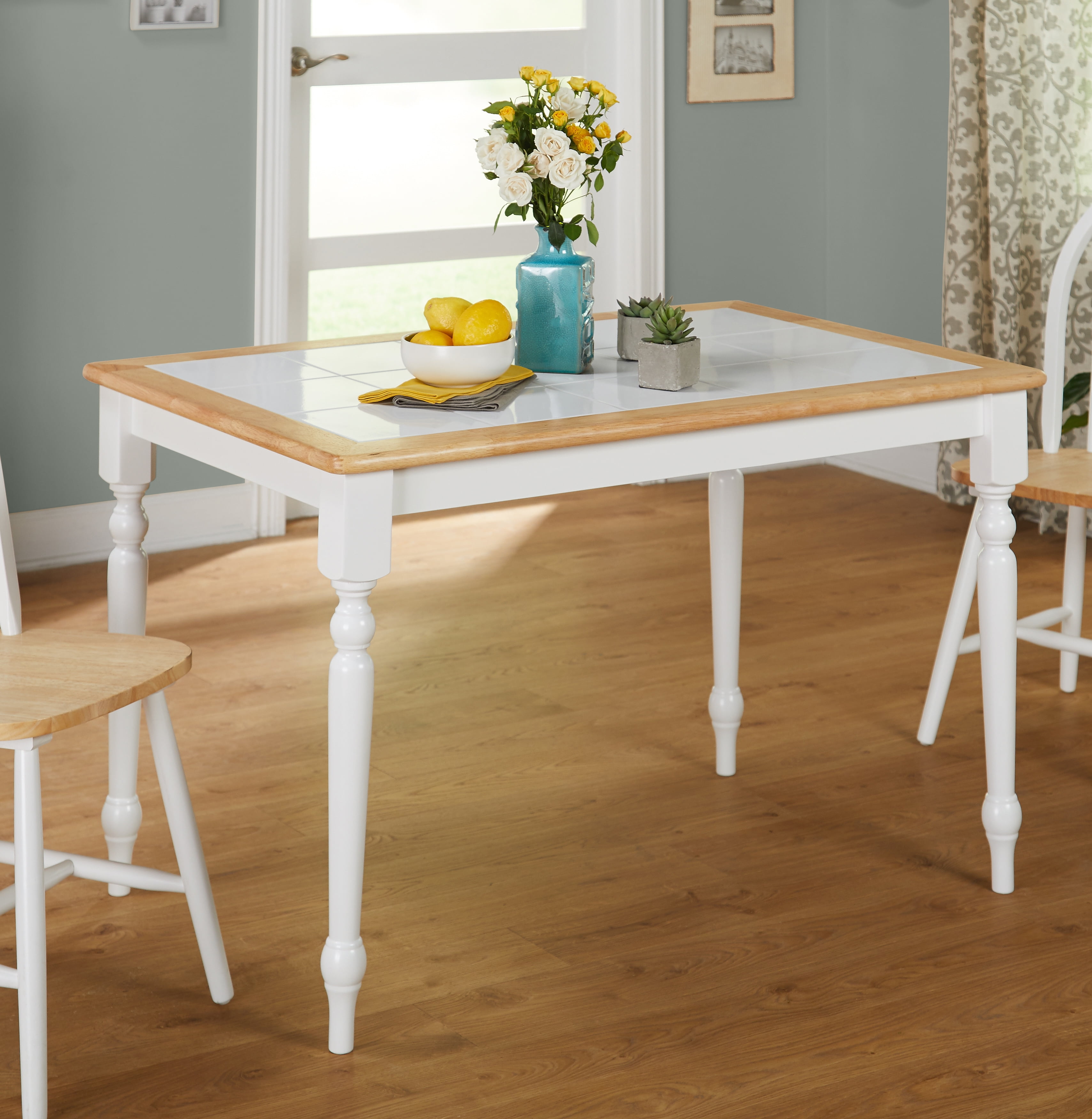 Tara Tile Top Table, White/Natural