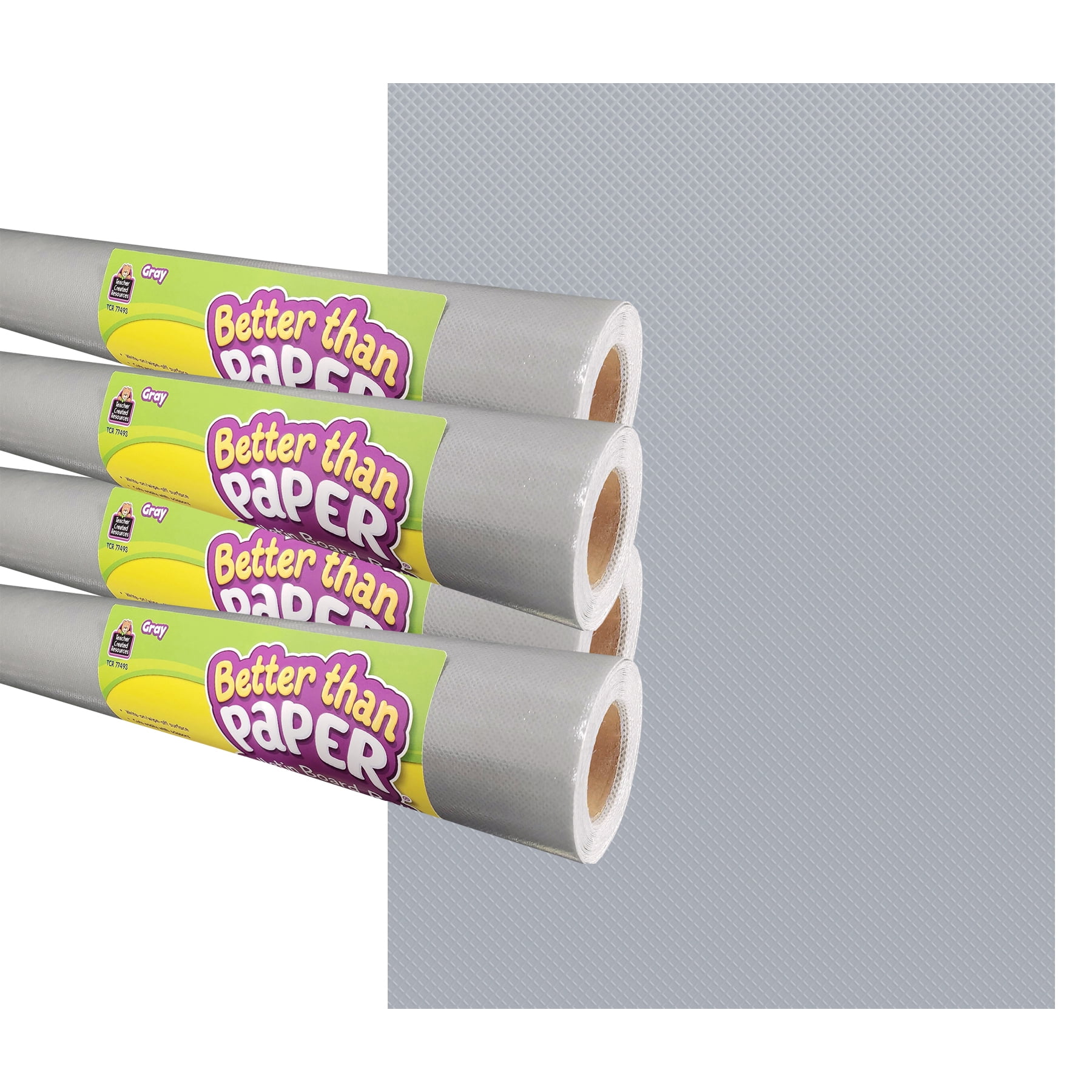 Teacher Created Resources Gray Better Than Paper Bulletin Board Roll, 4' x 12', Pack of 4
