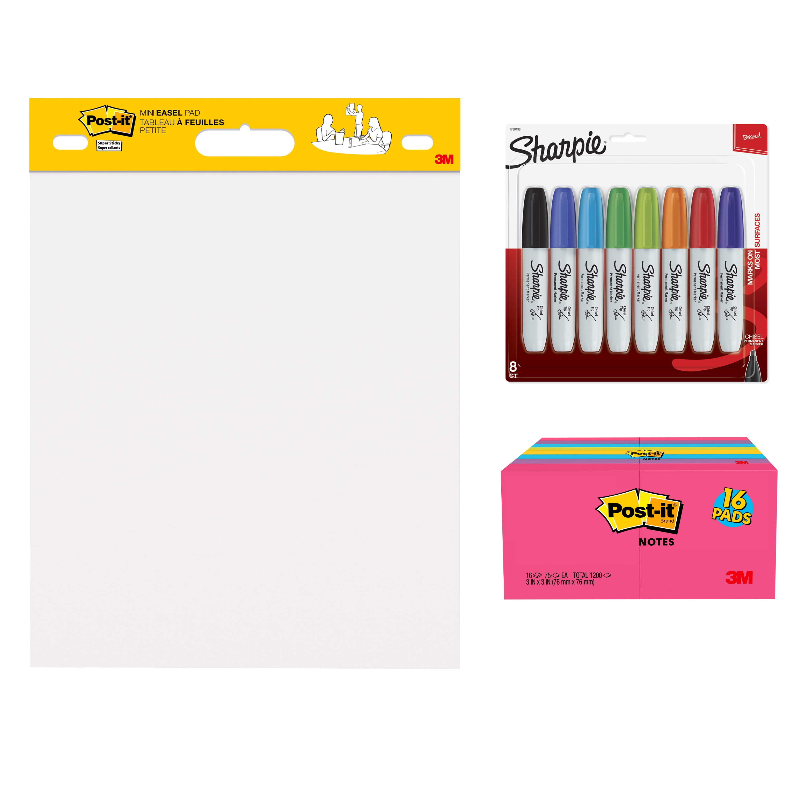 Teacher Easel Pad, Sharpie, and Post-it Bundle