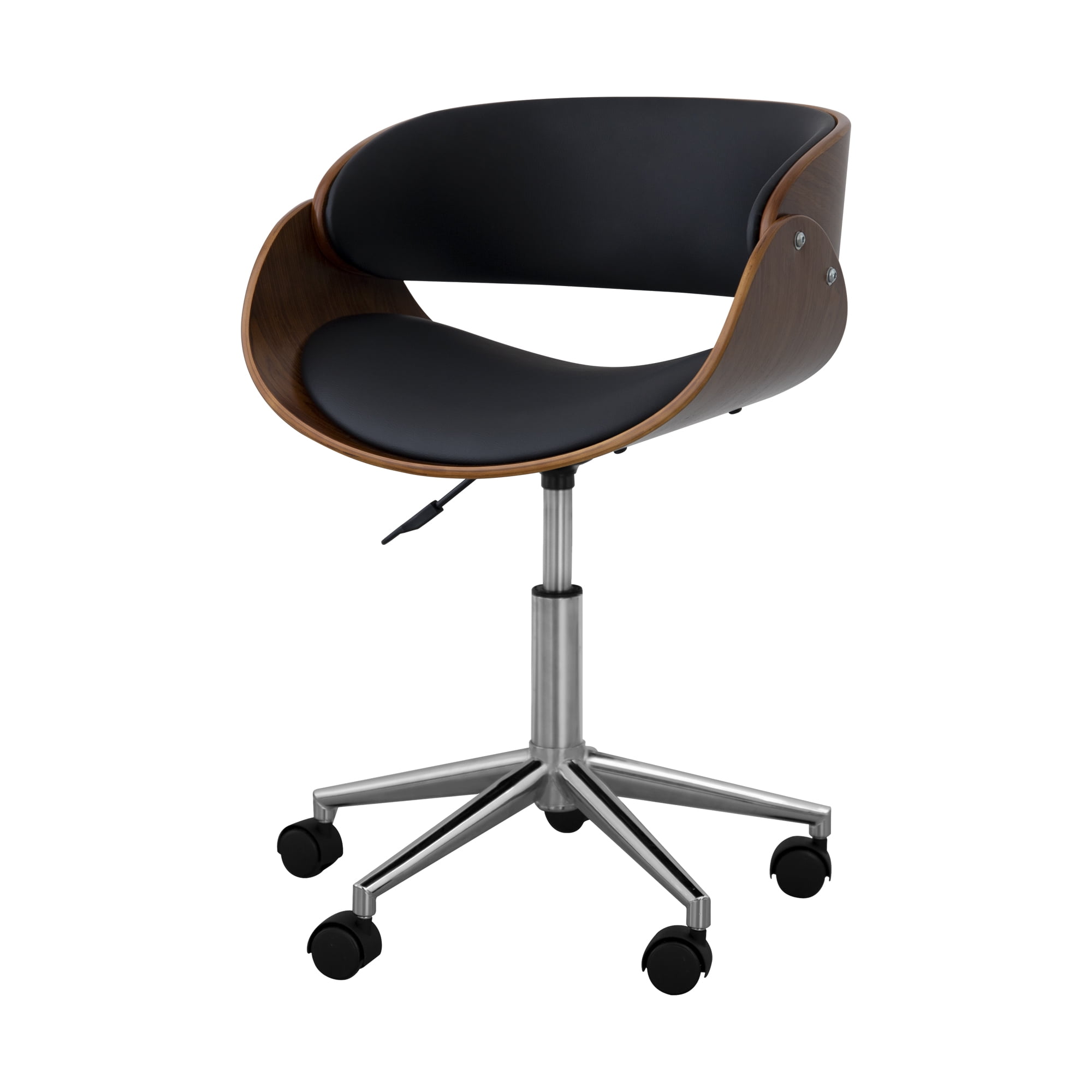 Teamson Home Curved Seat | Swivel Home Office Chair Black/Brown Valeria VNF-00098