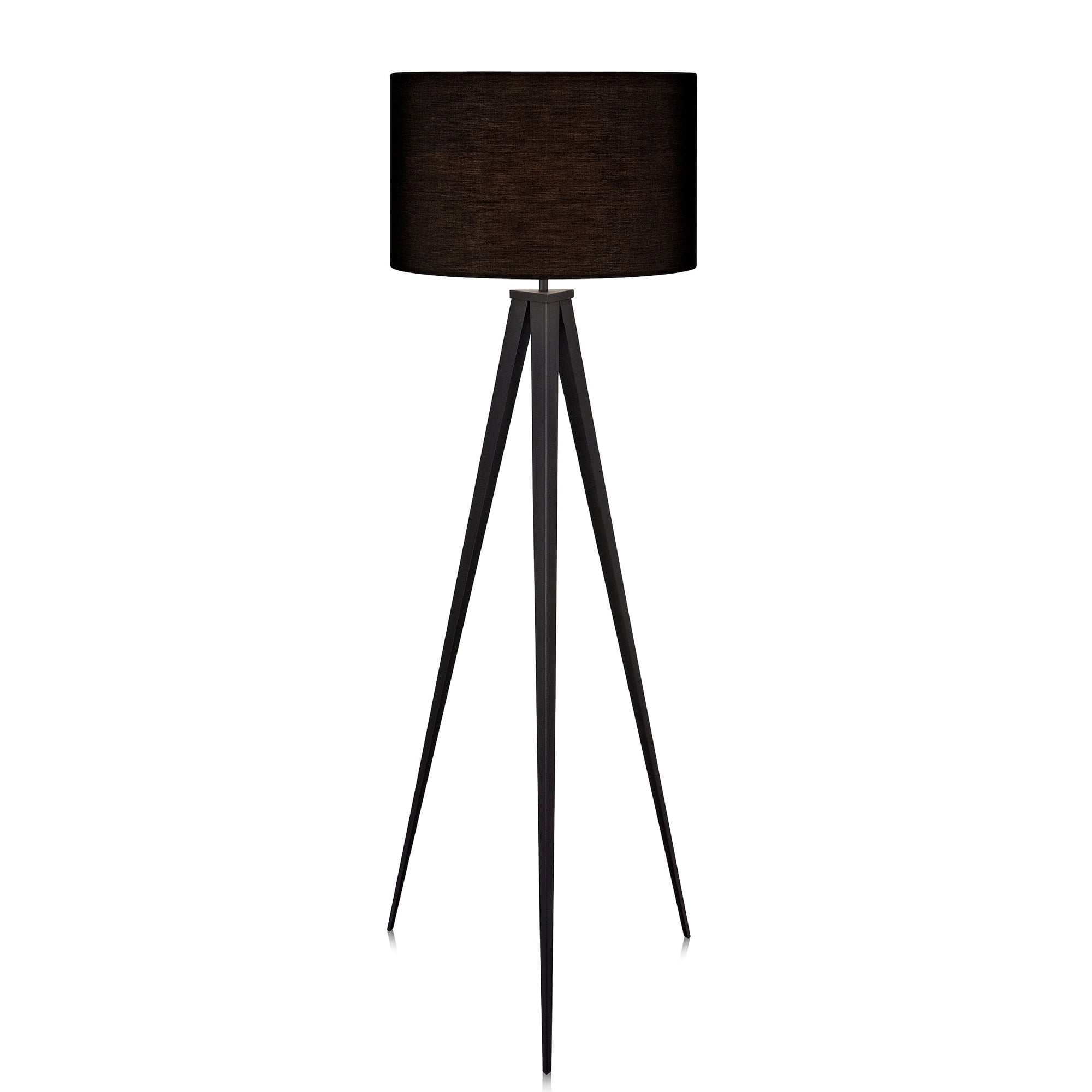Teamson Home Romanza 60.23" Postmodern Tripod Floor Lamp with Drum Shade, Matte Black